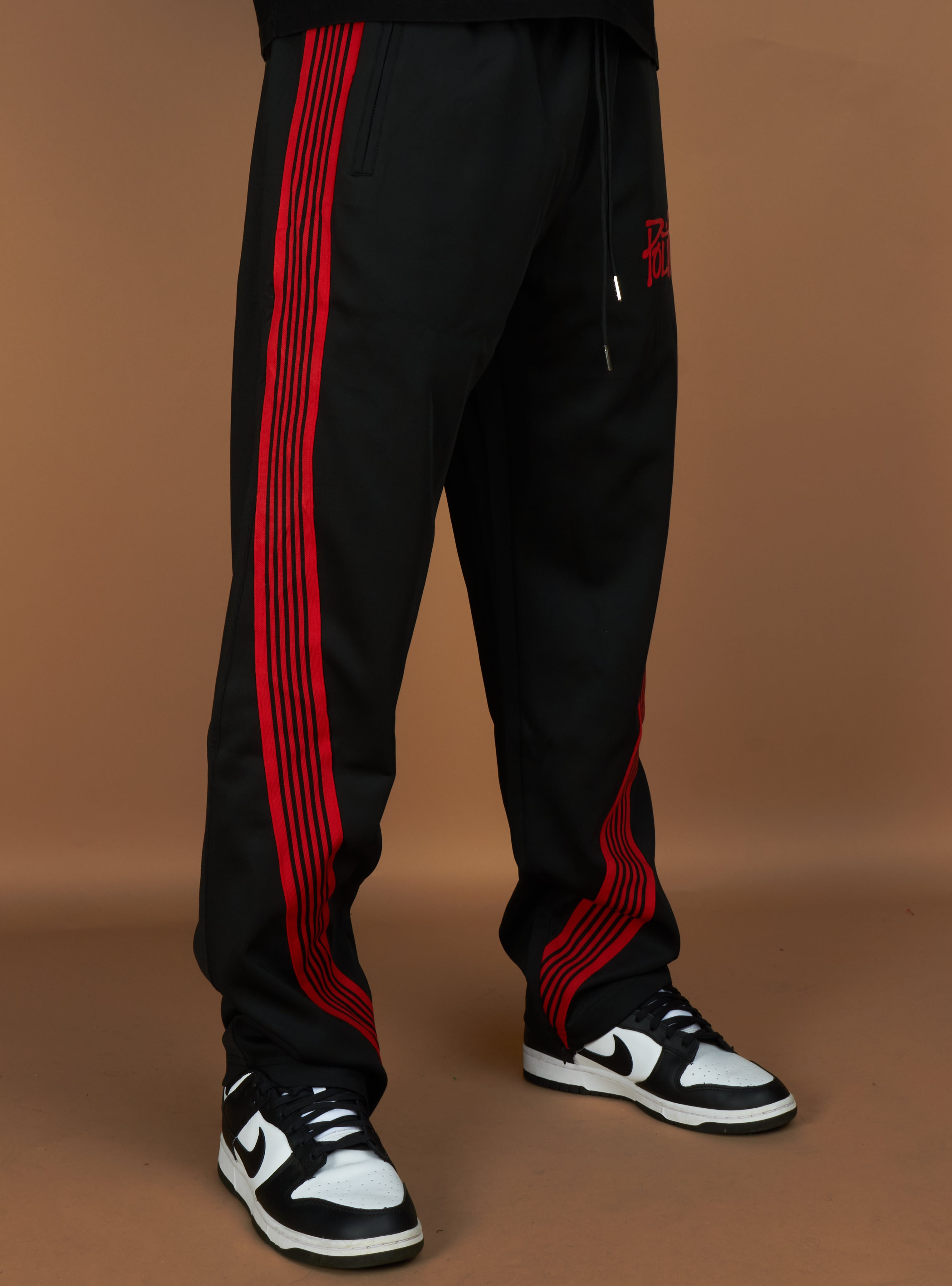 Politics Track Pants - Wisp - Black and Red - 201