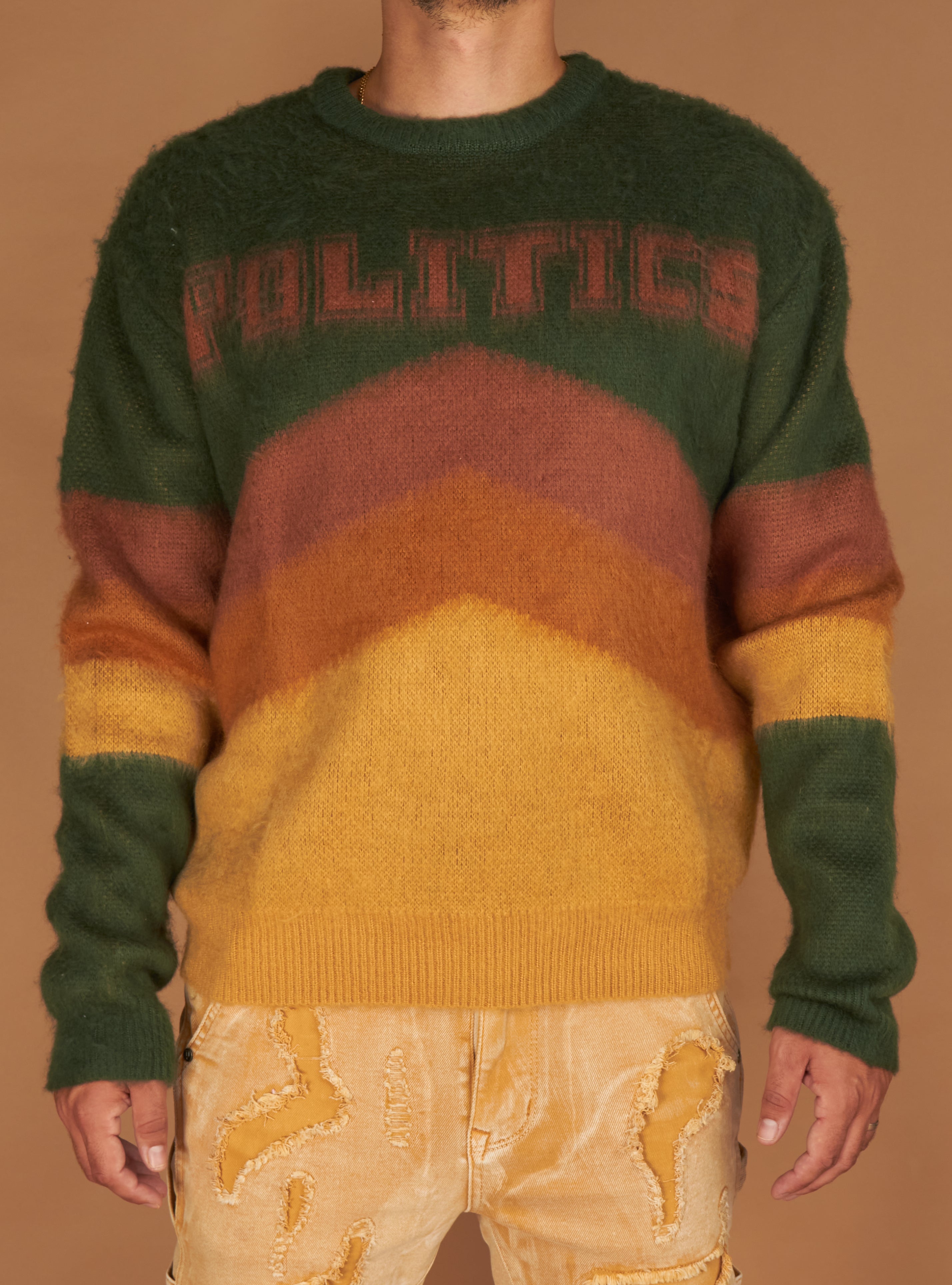 Politics Sweater - Babe - Green and Brown - 501