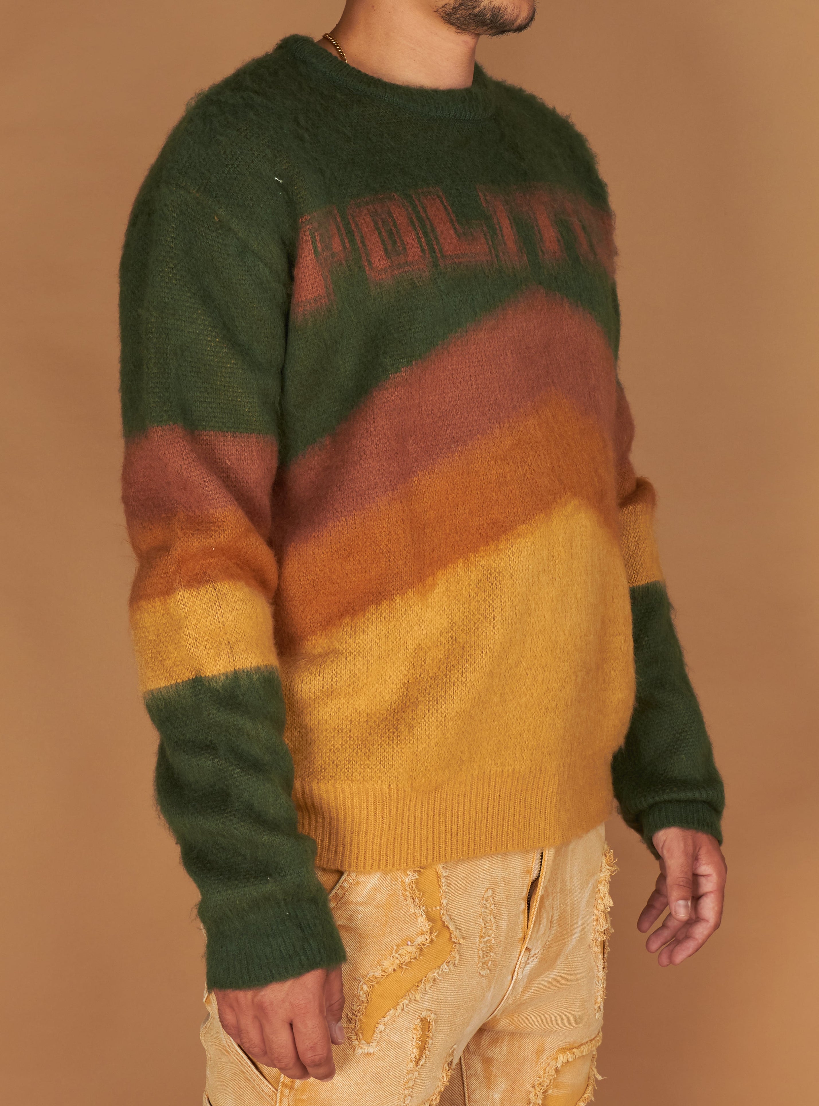 Politics Sweater - Babe - Green and Brown - 501