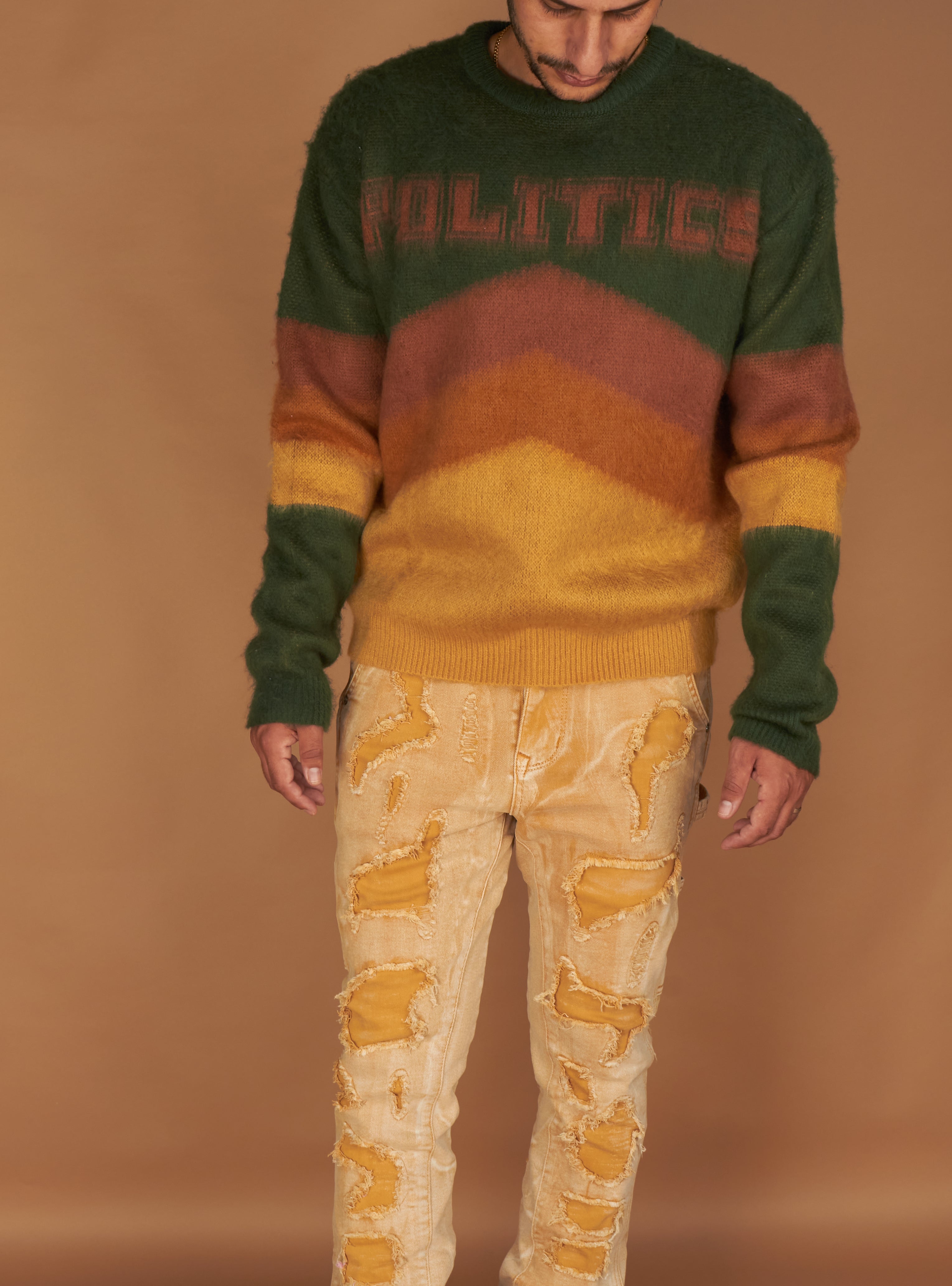 Politics Sweater - Babe - Green and Brown - 501