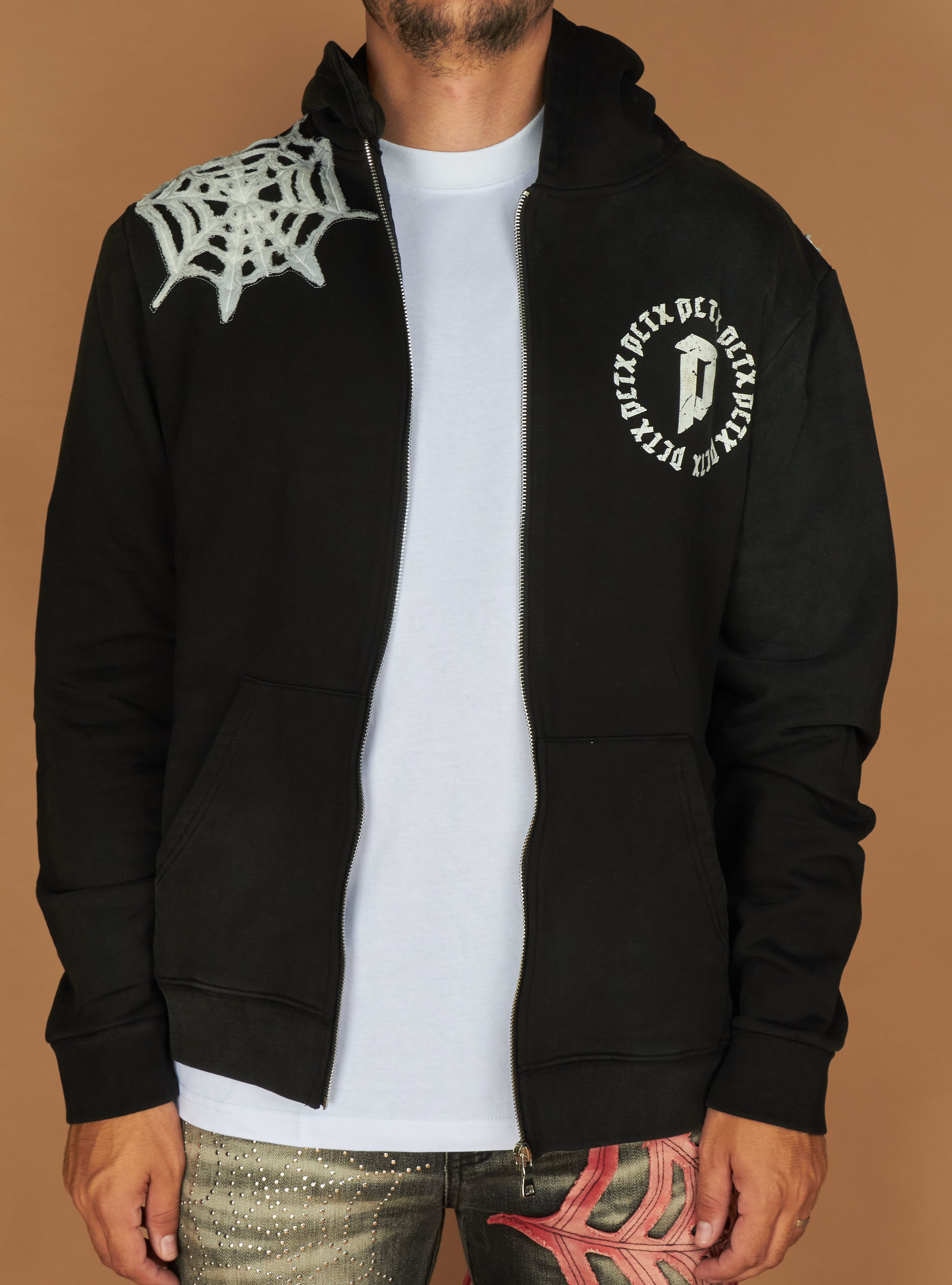 Politics Hoodie - Web - Black with White - 302