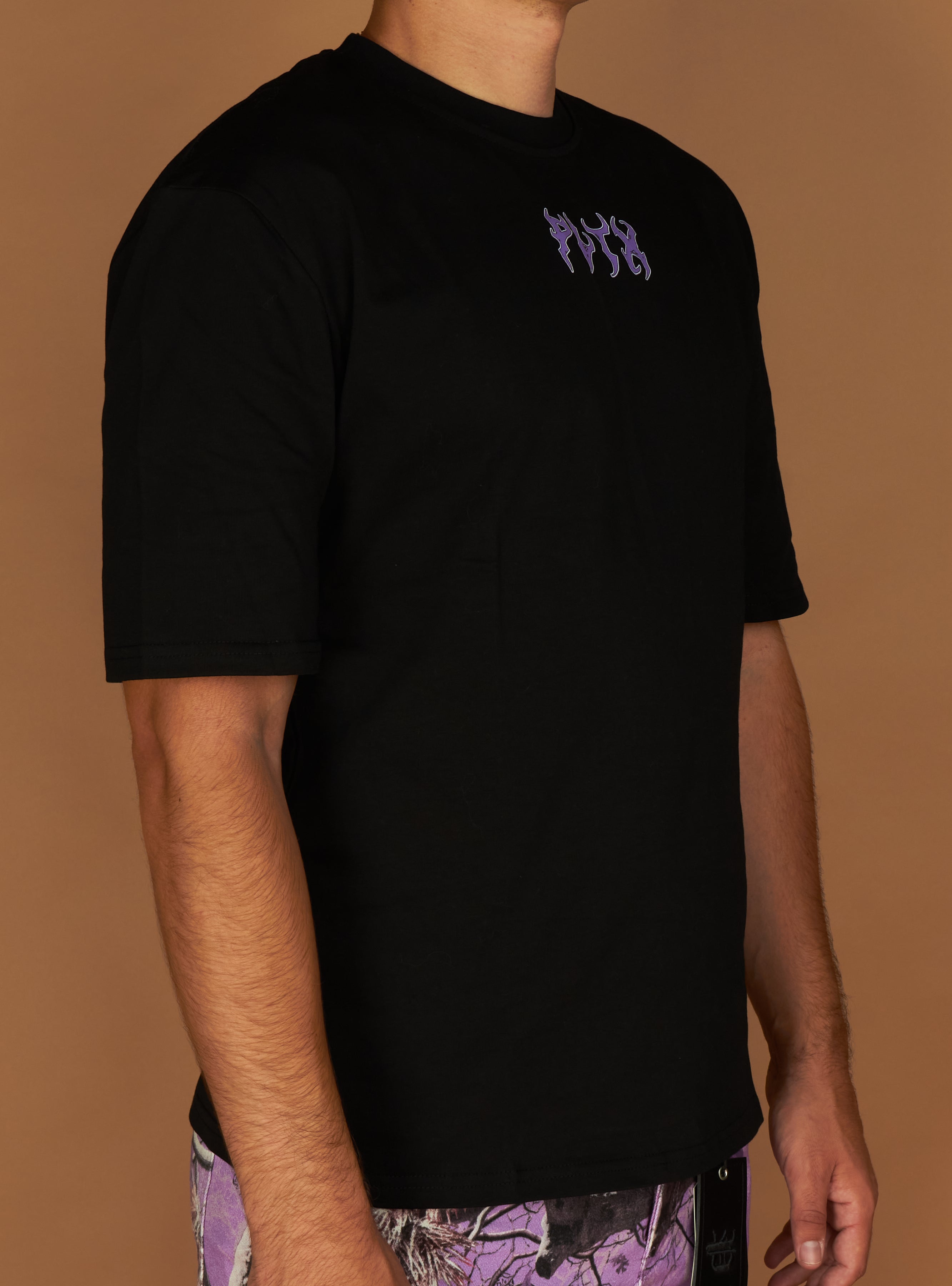 Politics T-Shirt - Mott - Black And Purple - 914