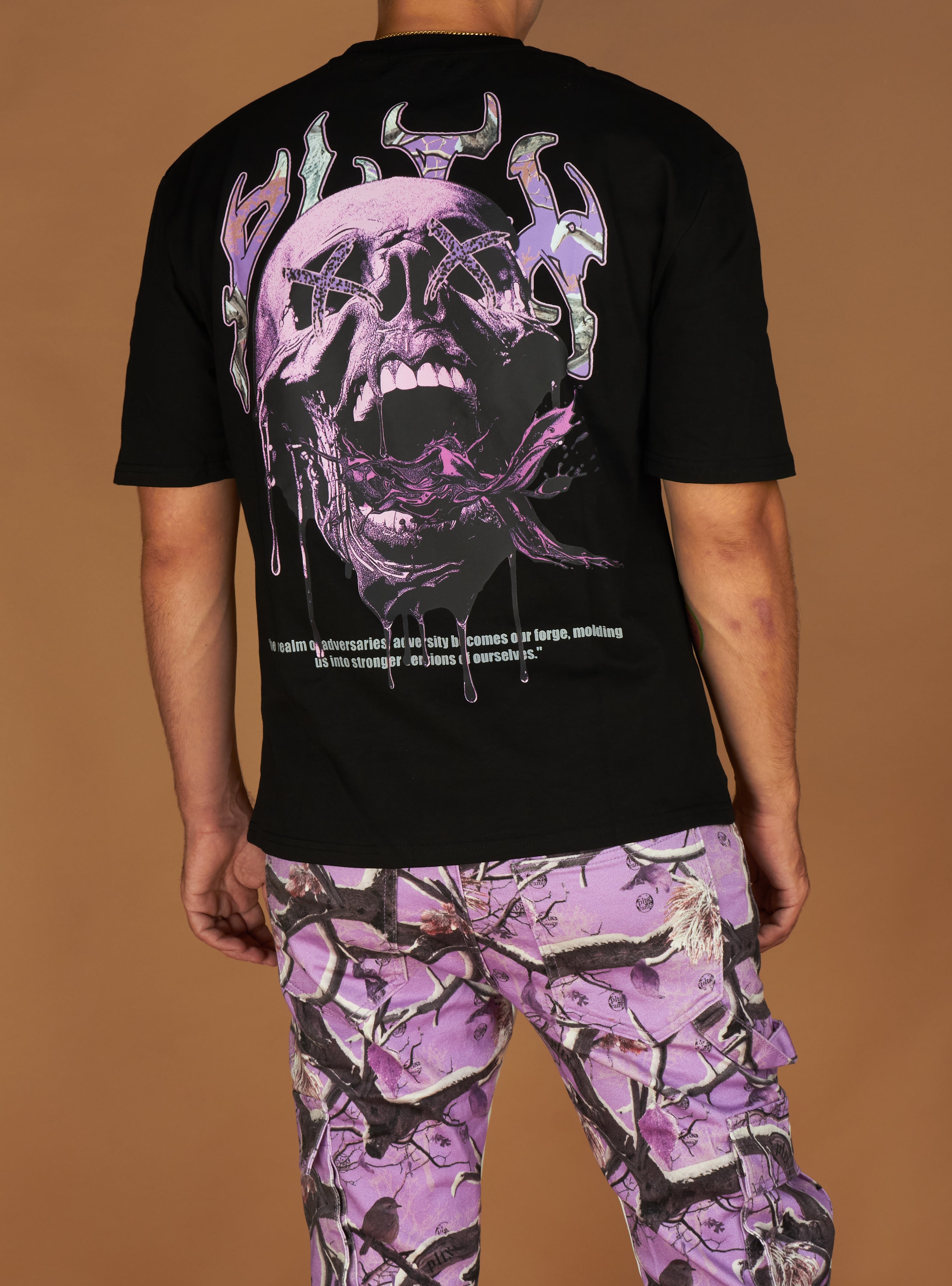 Politics T-Shirt - Mott - Black And Purple - 914