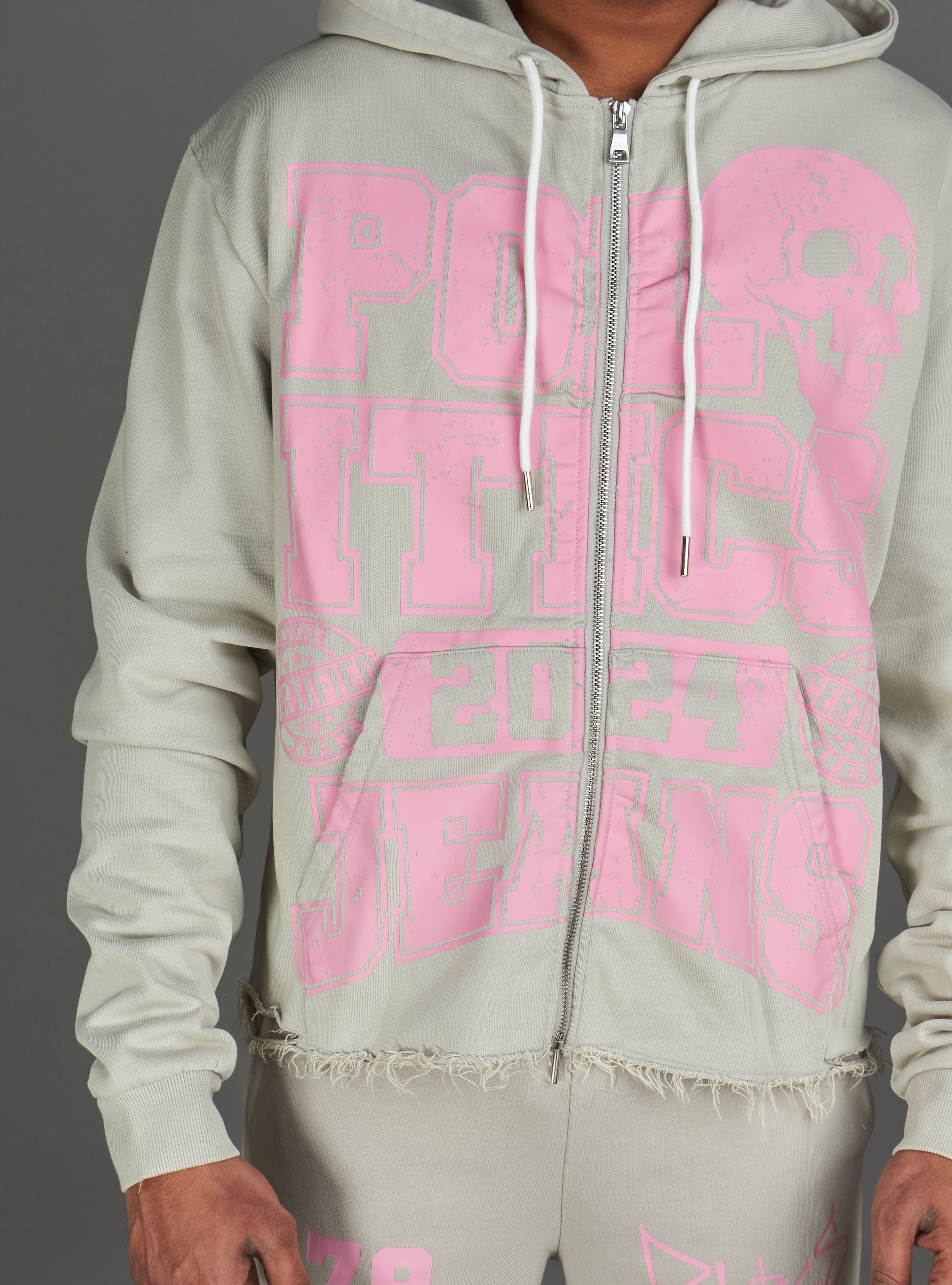 Politics Hoodie - Ruth - Grey Wash - 021