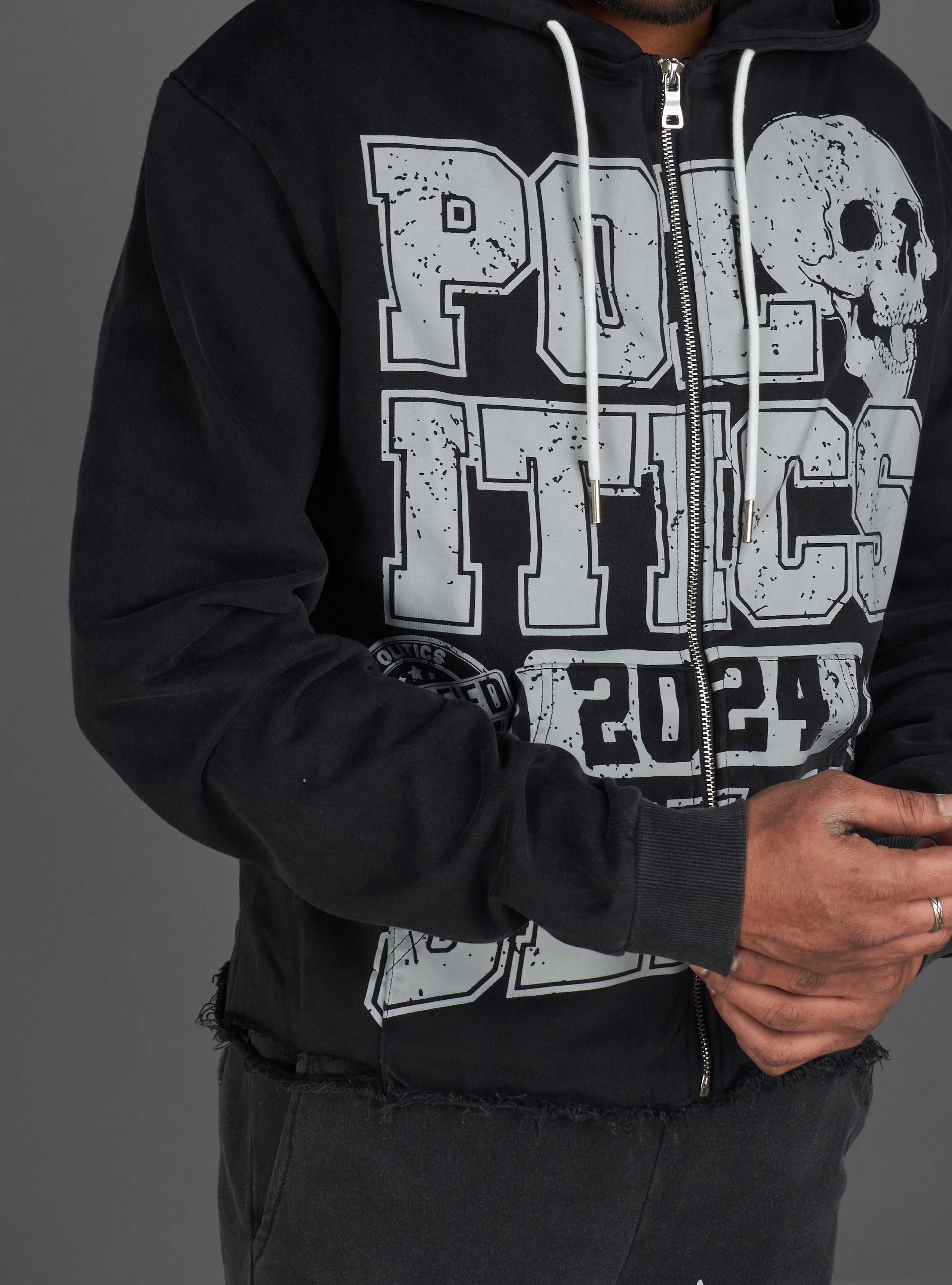 Politics Hoodie - Ruth - Grey Wash - 110
