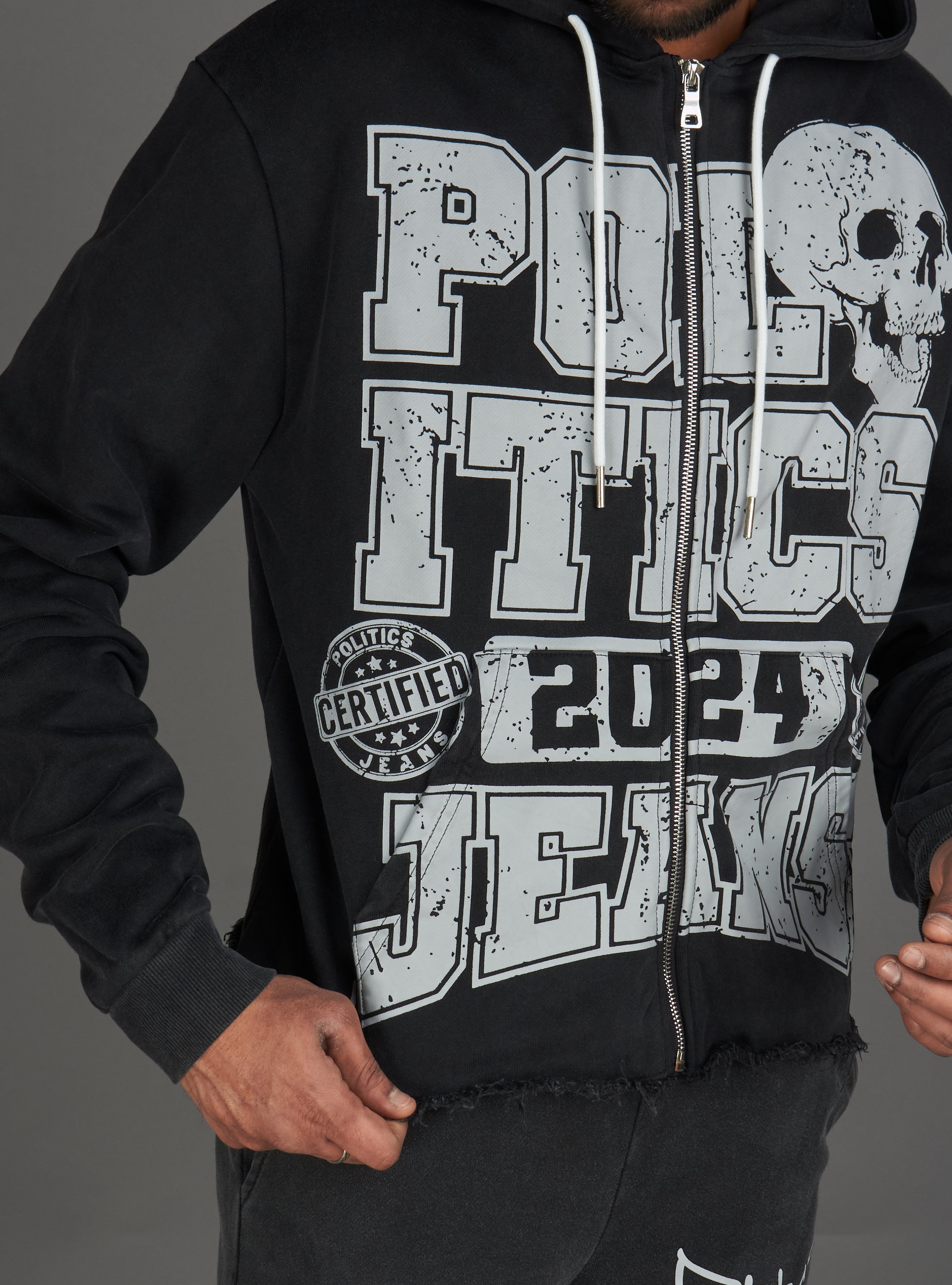 Politics Hoodie - Ruth - Grey Wash - 110