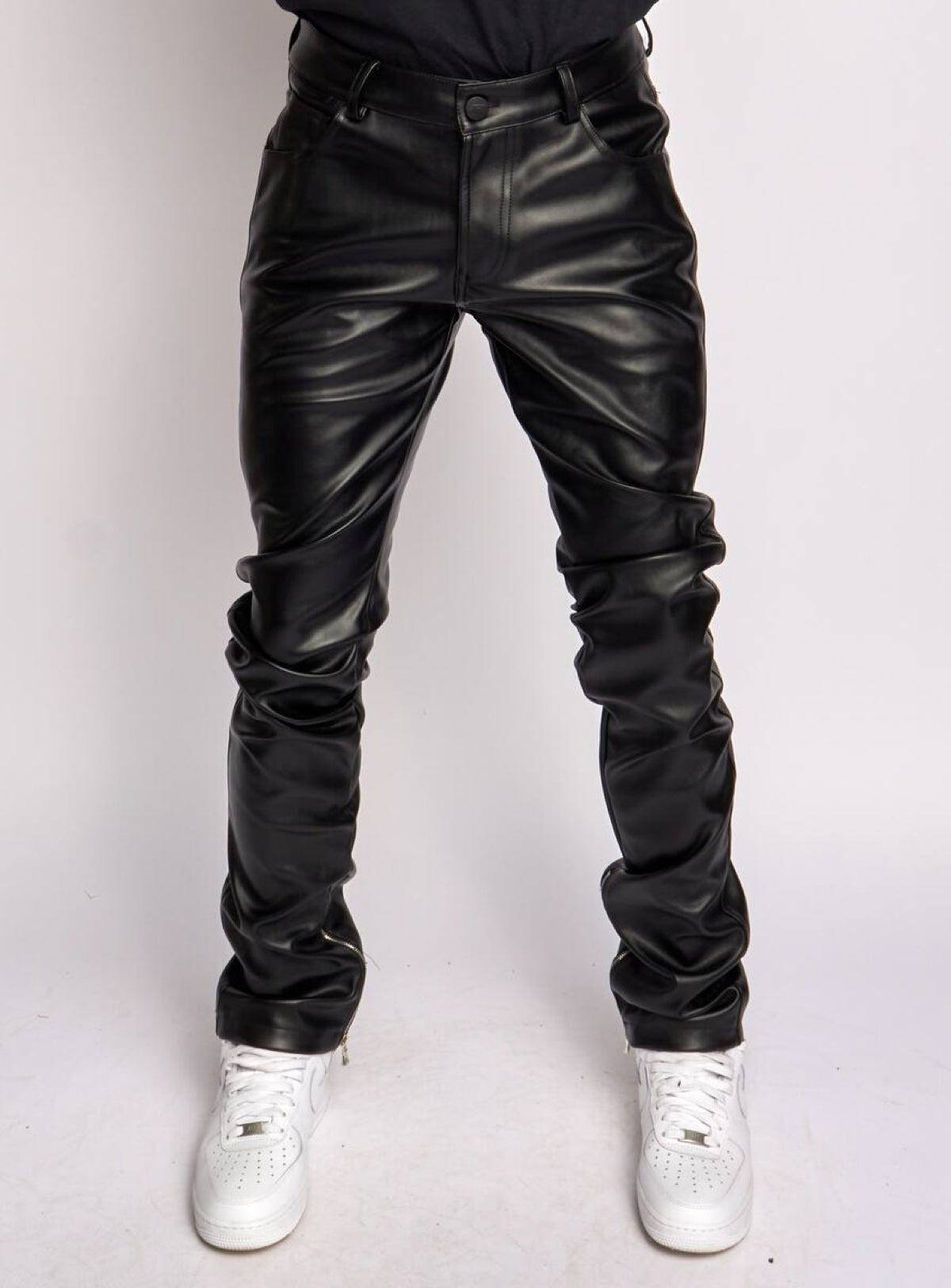 Politics Pants - Endacott - Stacked PU Leather - Black - 552