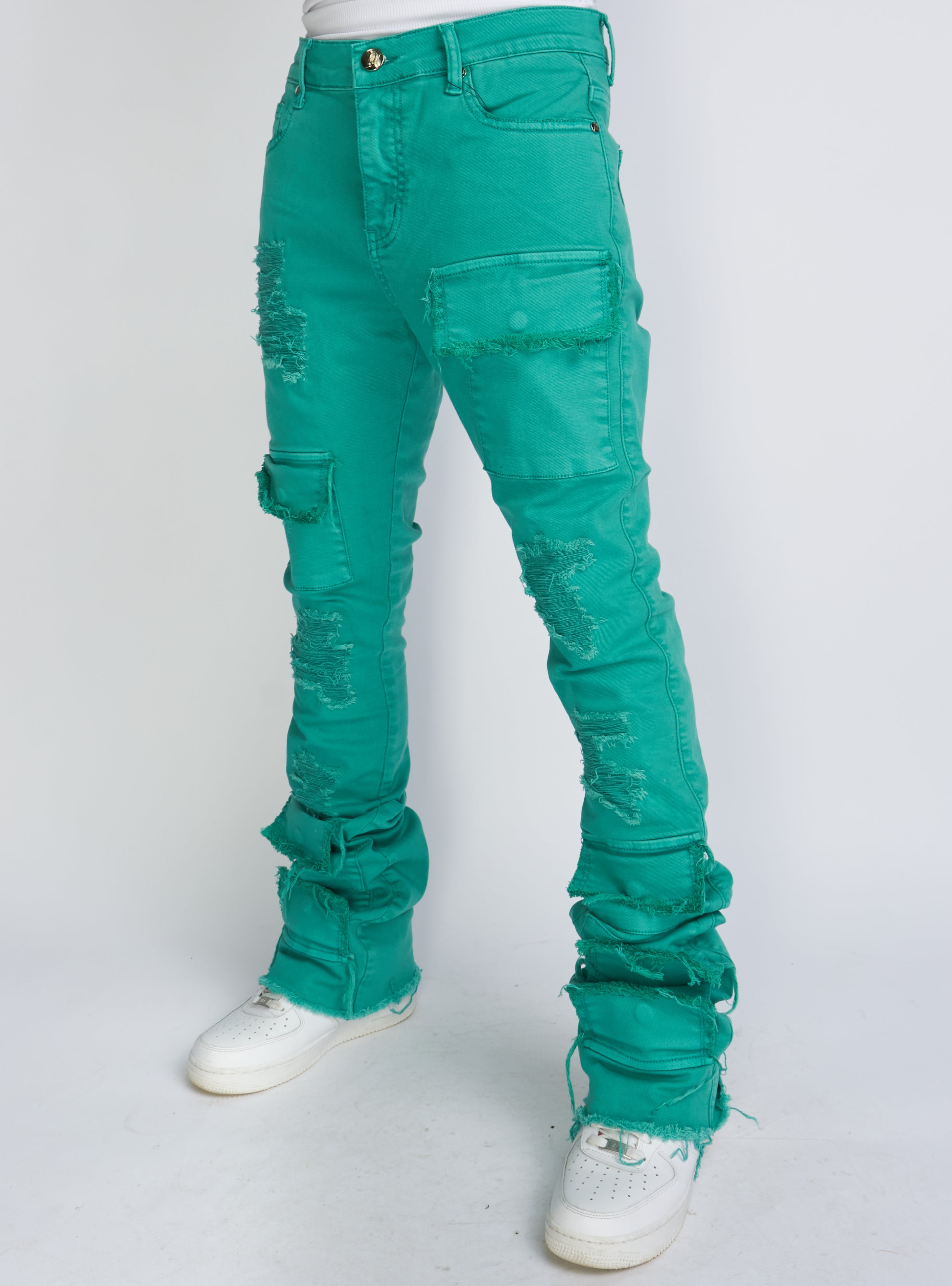 Politics Jeans - Super Stacked Cargo - Teal - Marcel501