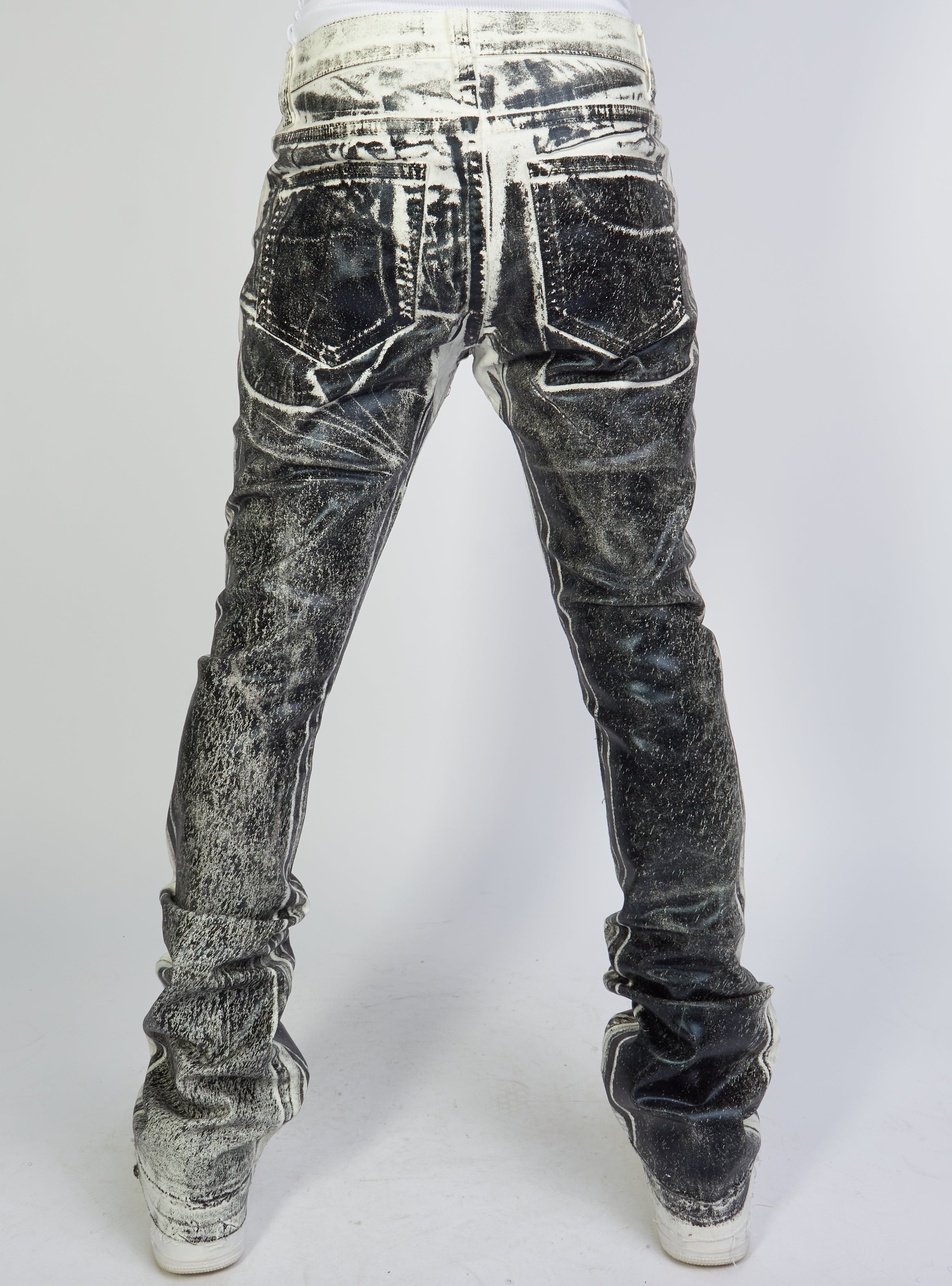 Politics Jeans - Stacked Metallic Printed Denim - Black - Cobray502