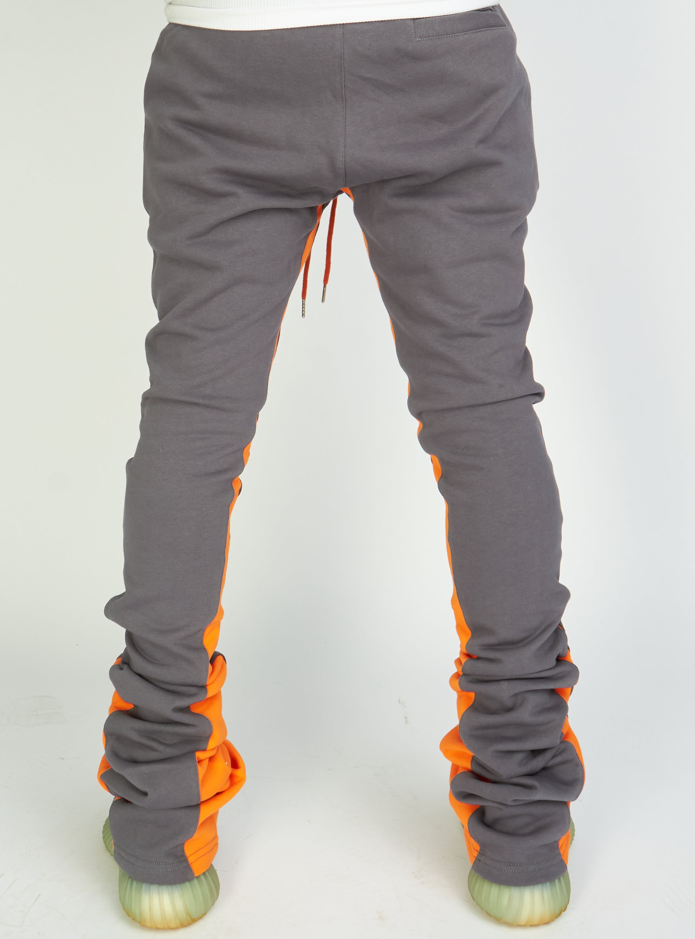 Politics Sweatpants - Super Stacked Sweatpants - Charcoal And Orange - Foster706