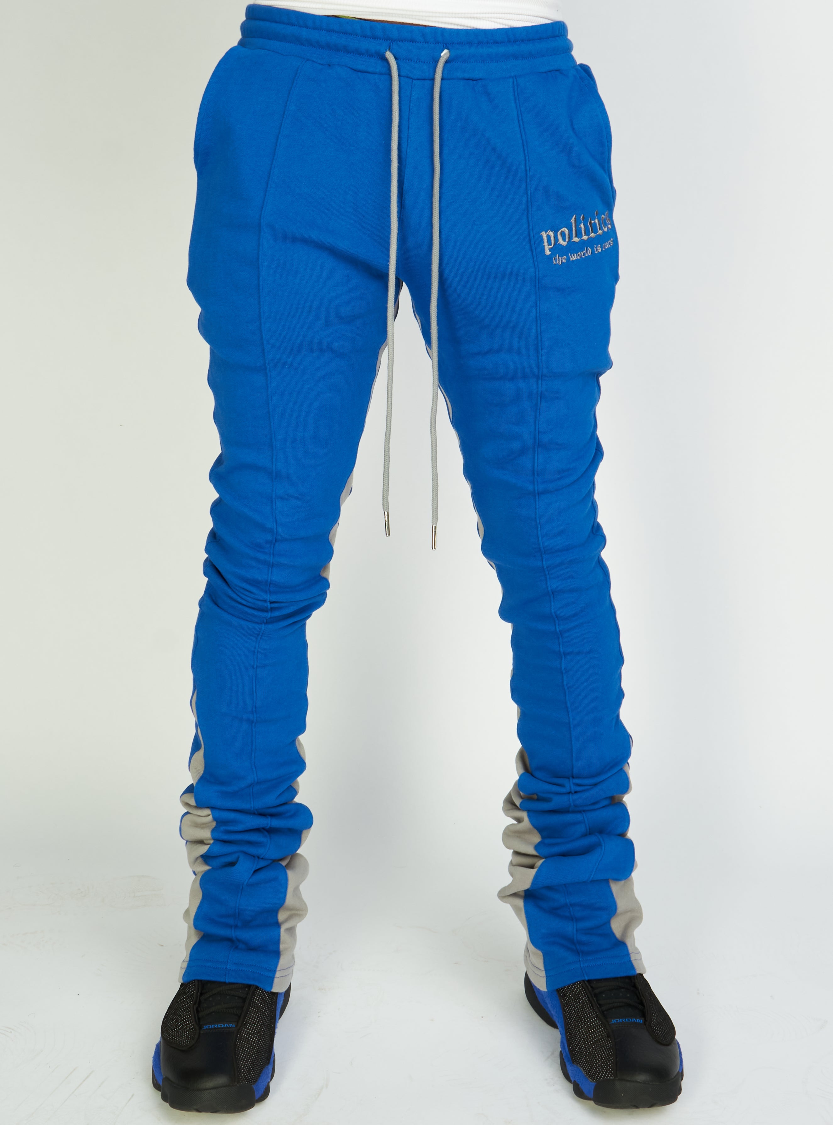 Politics Sweatpants - Super Stacked Sweatpants - Blue And Grey - Foster705