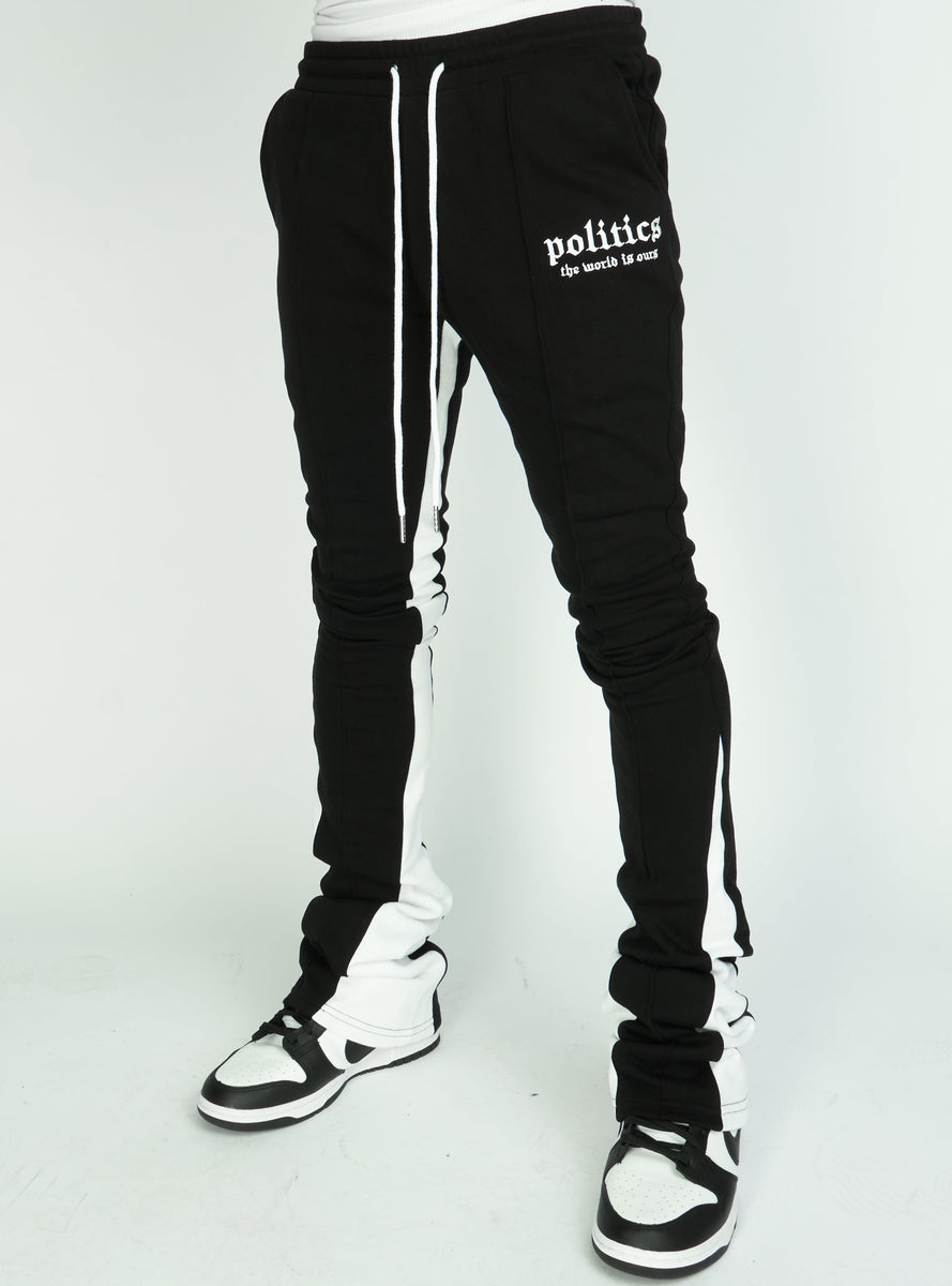 Politics Sweatpants - Super Stacked Sweatpants - Black And White - Foster703