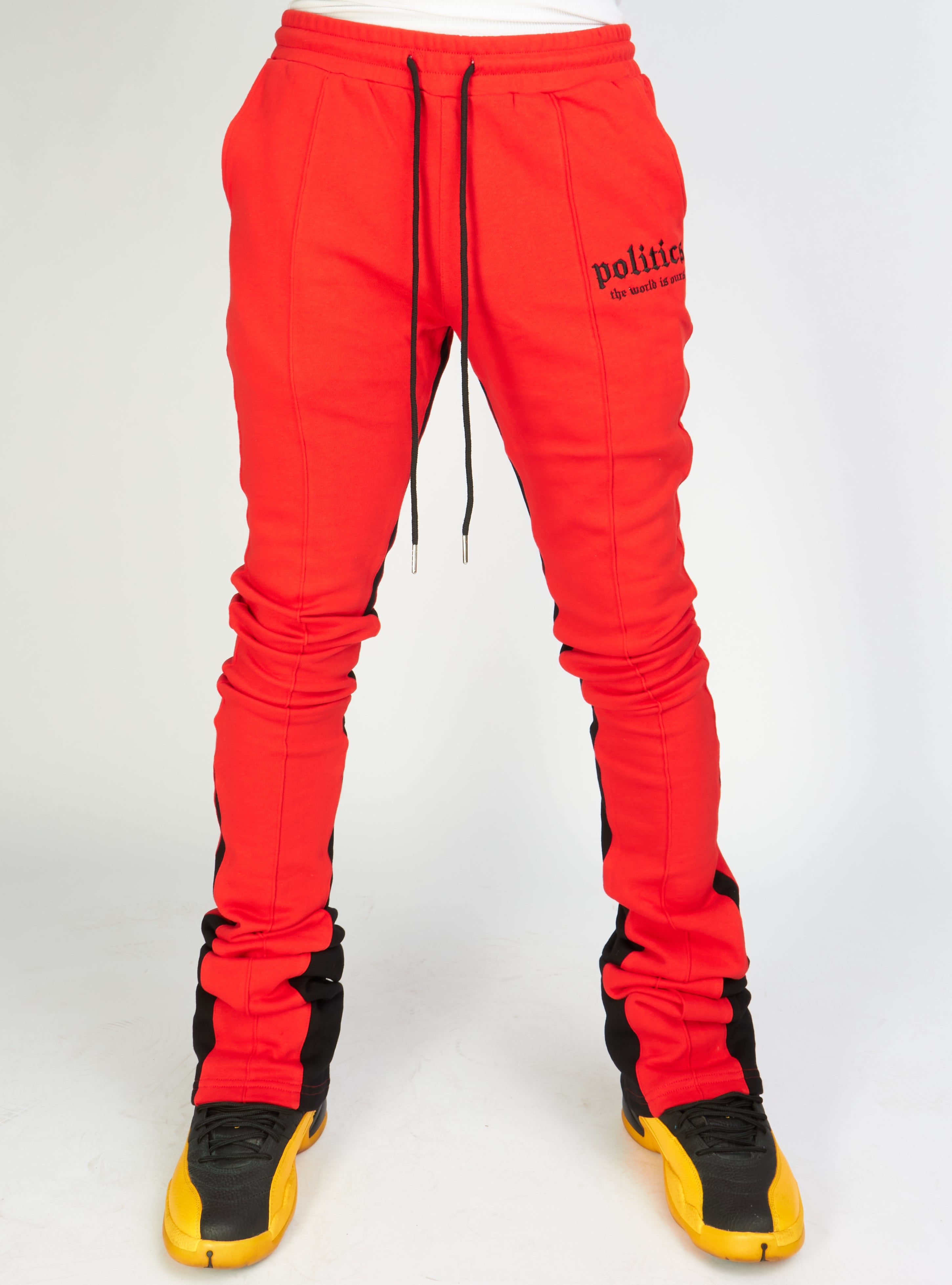 Politics Sweatpants - Super Stacked Sweatpants - Red And Black - Foster702