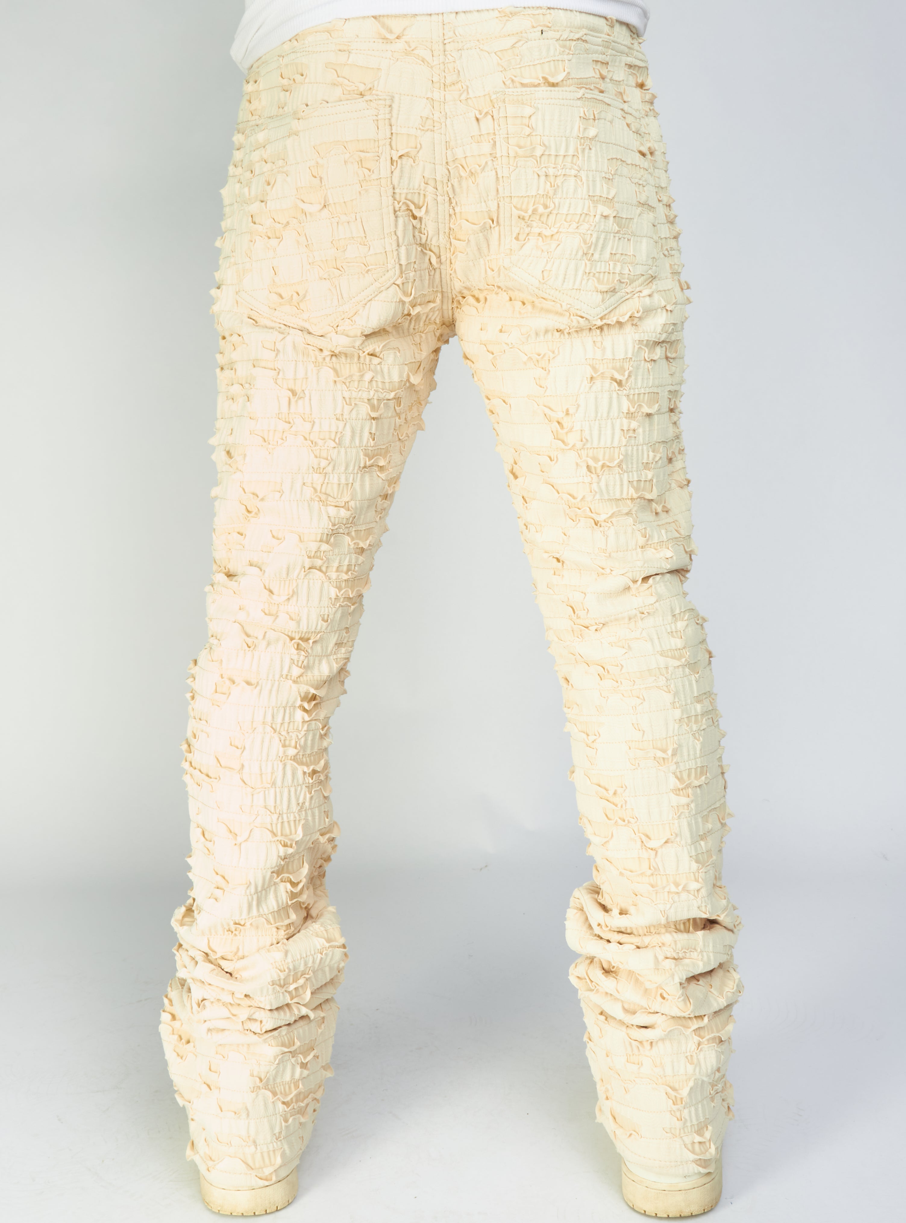Politics Jeans - Lucas - Cream - Shredded Stacked Flare - 501