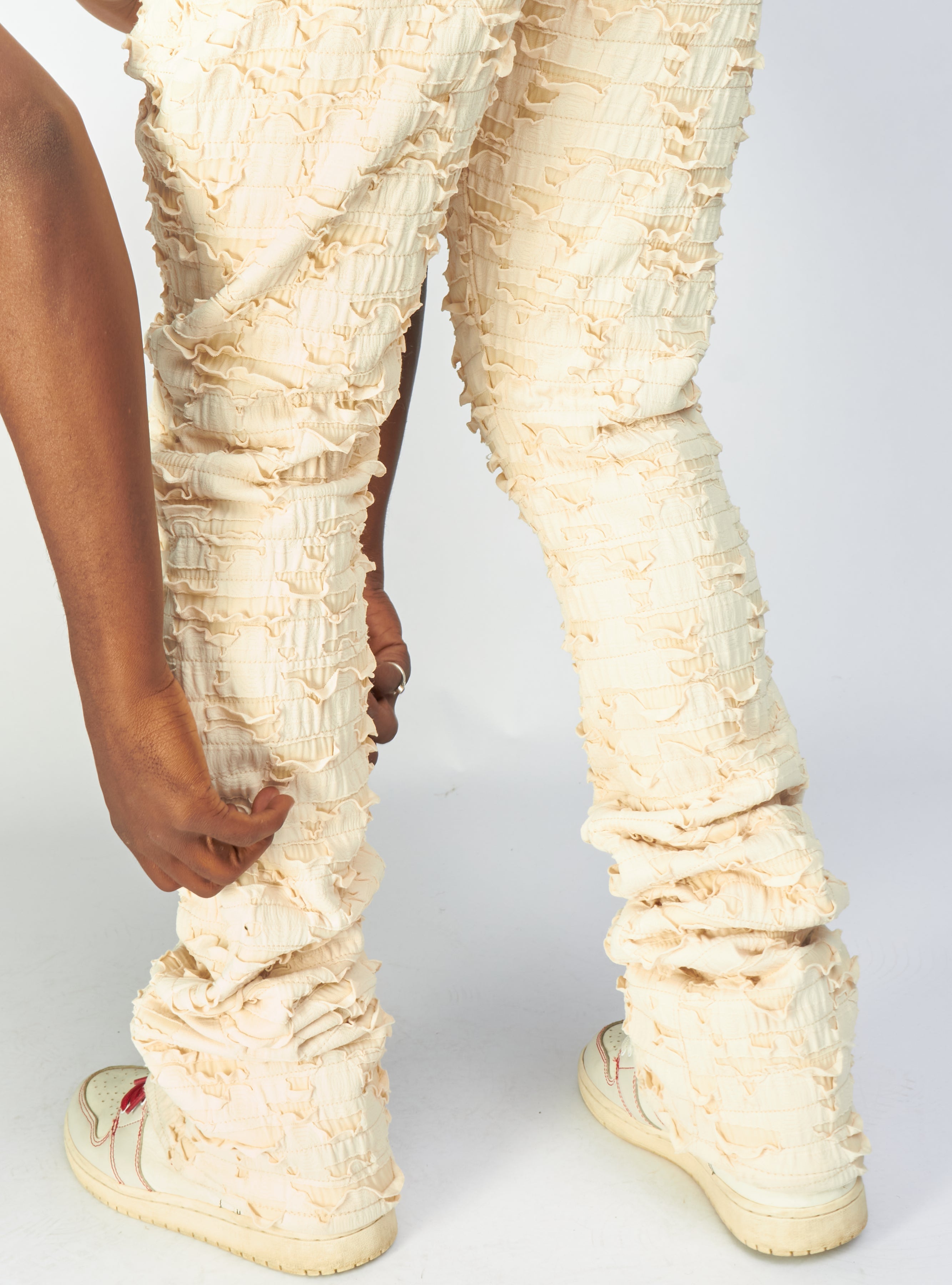 Politics Jeans - Lucas - Cream - Shredded Stacked Flare - 501