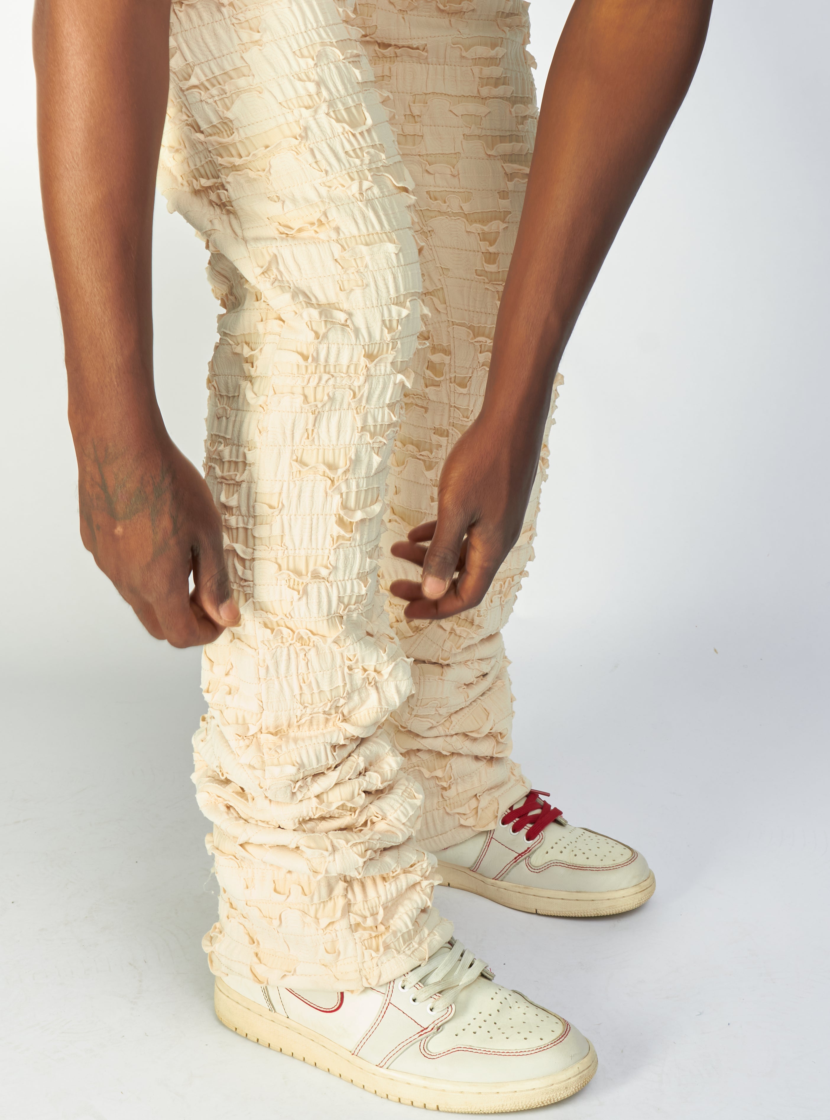 Politics Jeans - Lucas - Cream - Shredded Stacked Flare - 501