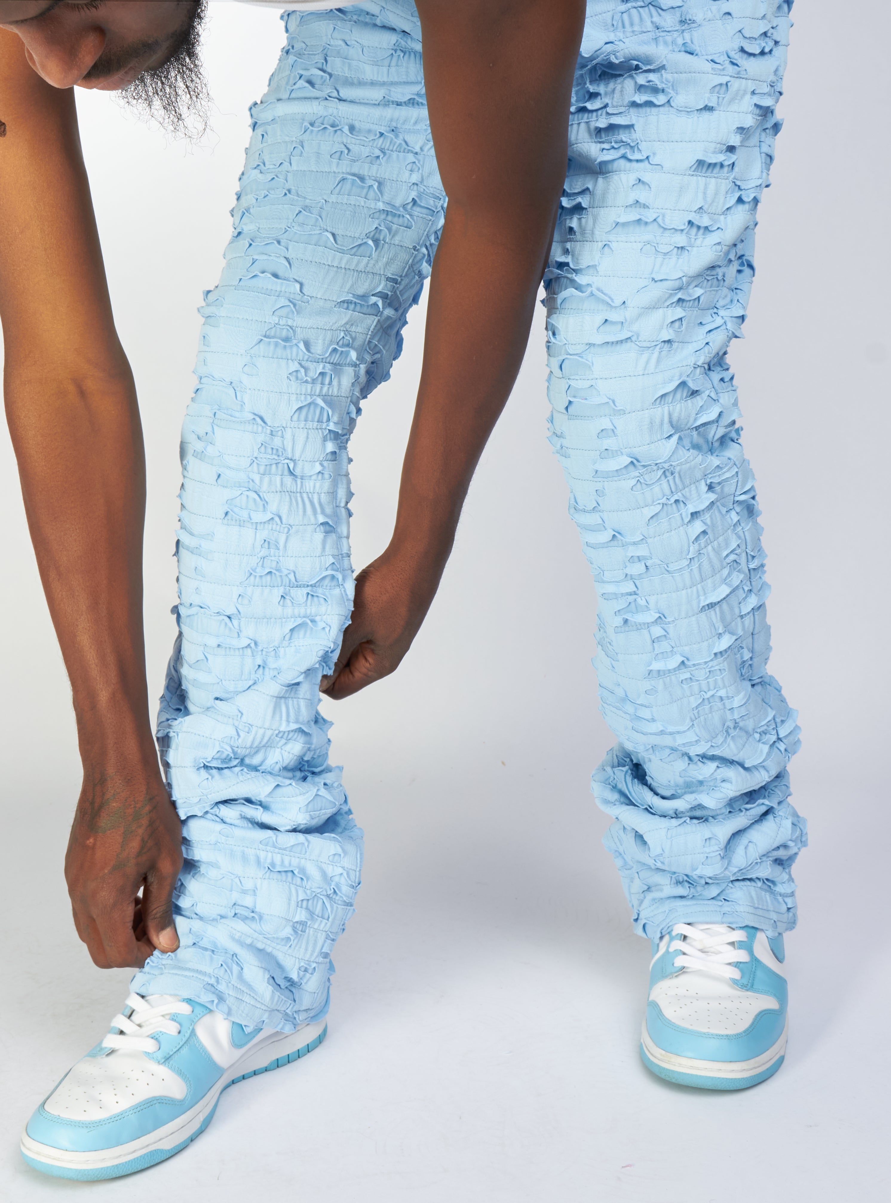 Politics Jeans - Lucas - Baby Blue - Shredded Stacked Flare - 504