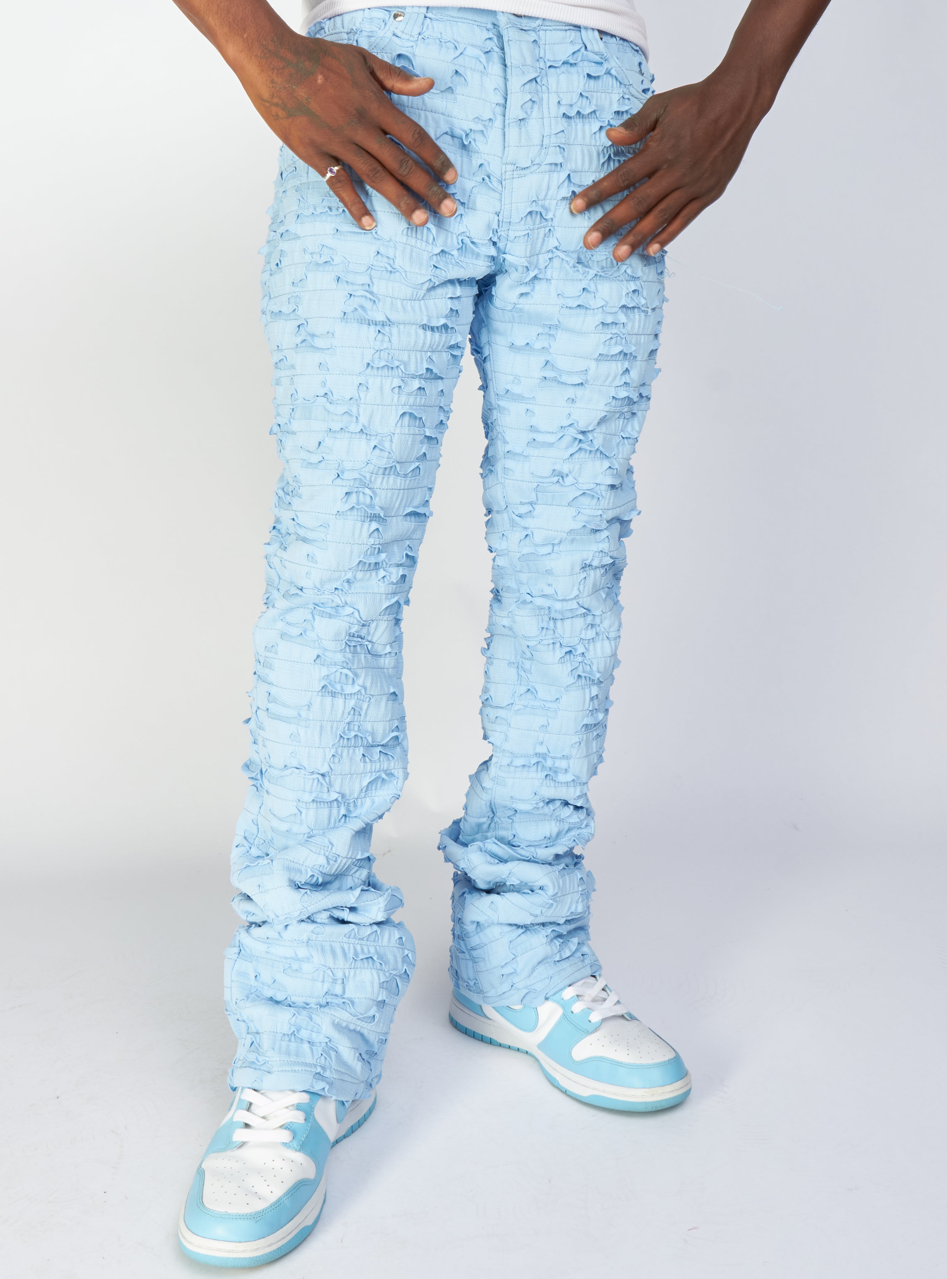 Politics Jeans - Lucas - Baby Blue - Shredded Stacked Flare - 504
