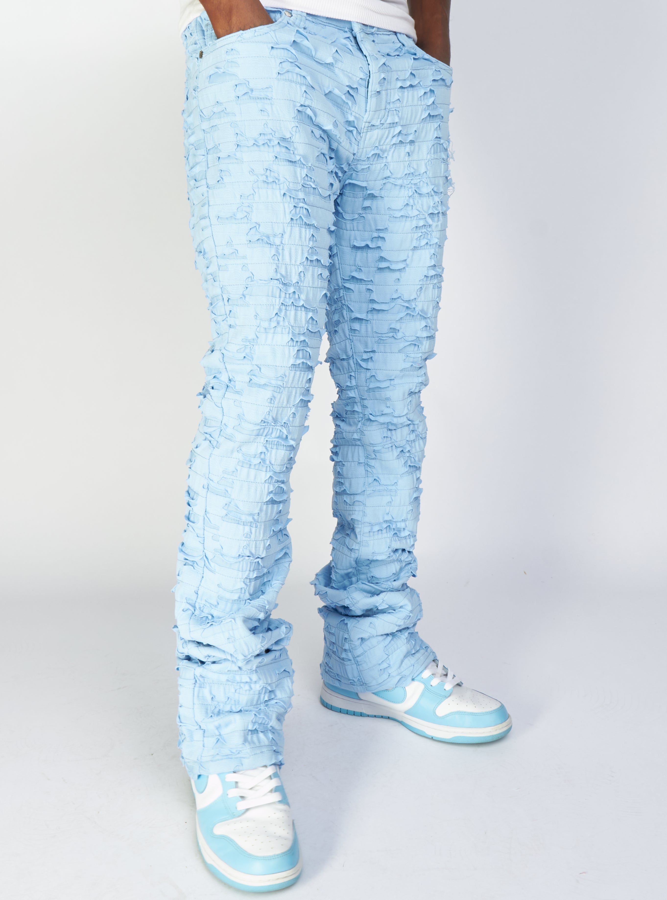 Politics Jeans - Lucas - Baby Blue - Shredded Stacked Flare - 504