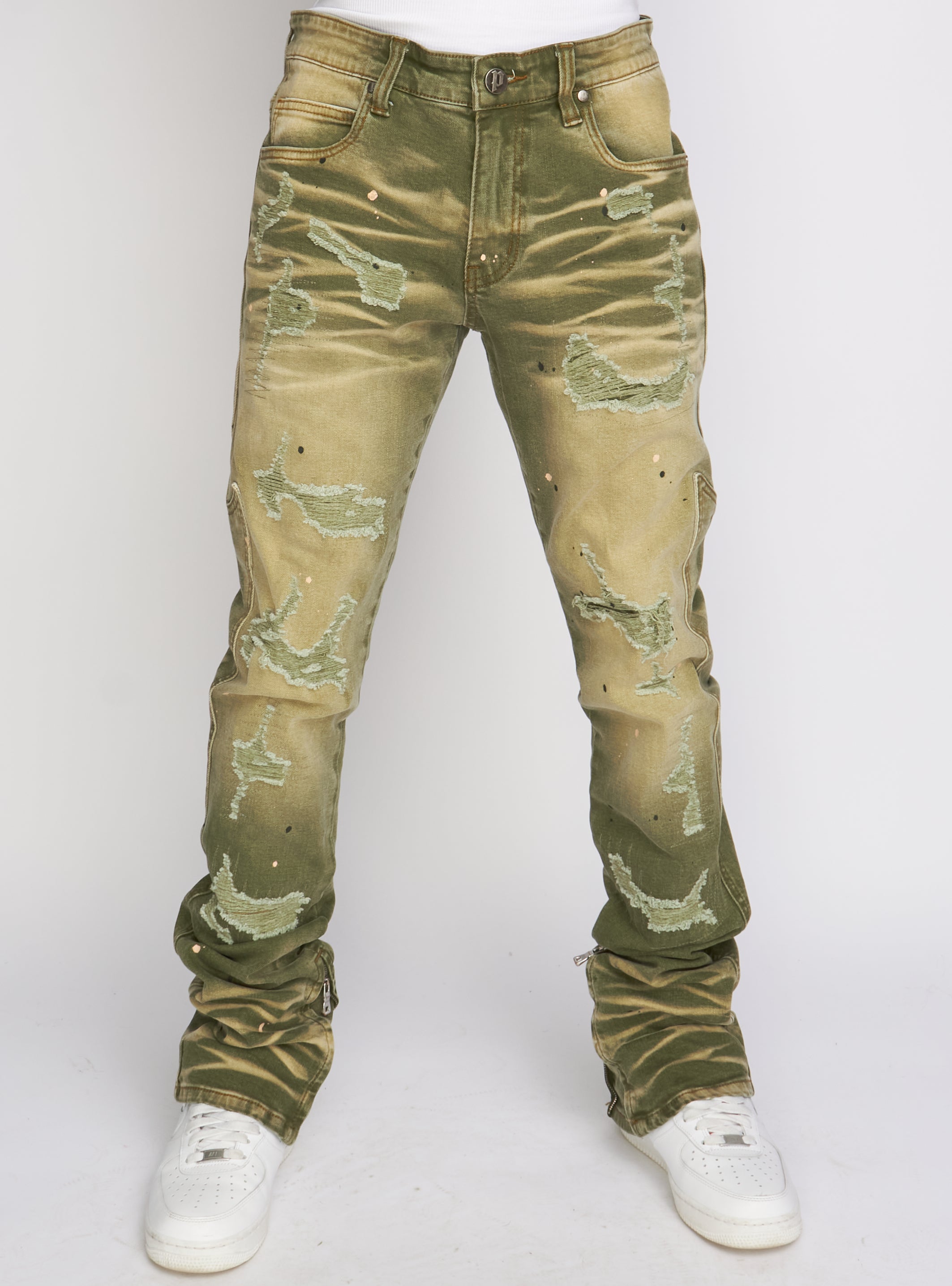 Politics Jeans - Flare Skinny Stacked  - Ramsey - Olive Vintage - 517