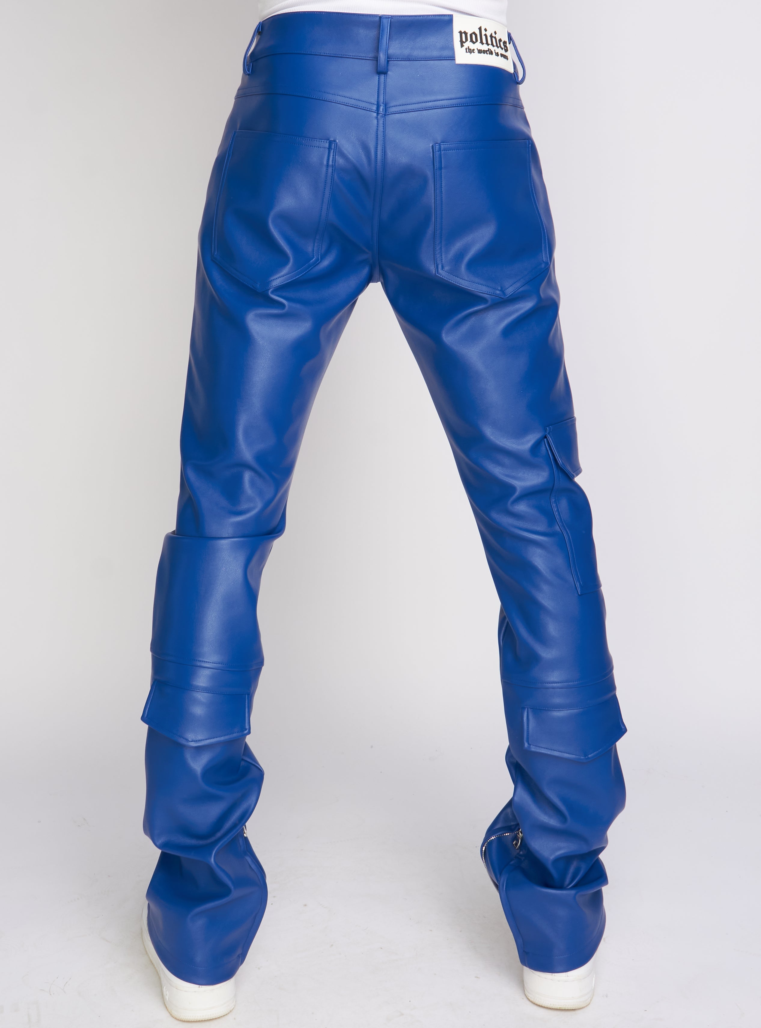 Politics Pants - Stacked Cargo PU Leather - Murphy - Royal Blue - 555