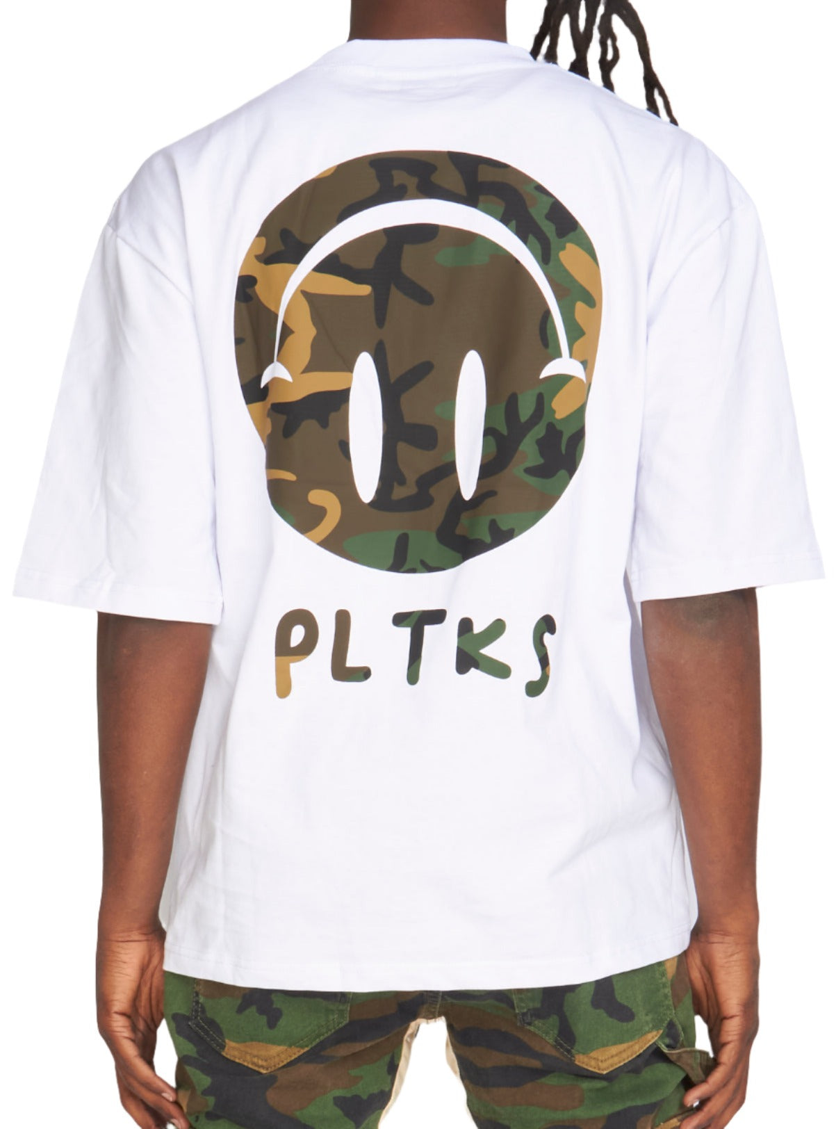 Politics T-Shirt - Oversized - White and Army Camo - Mott105