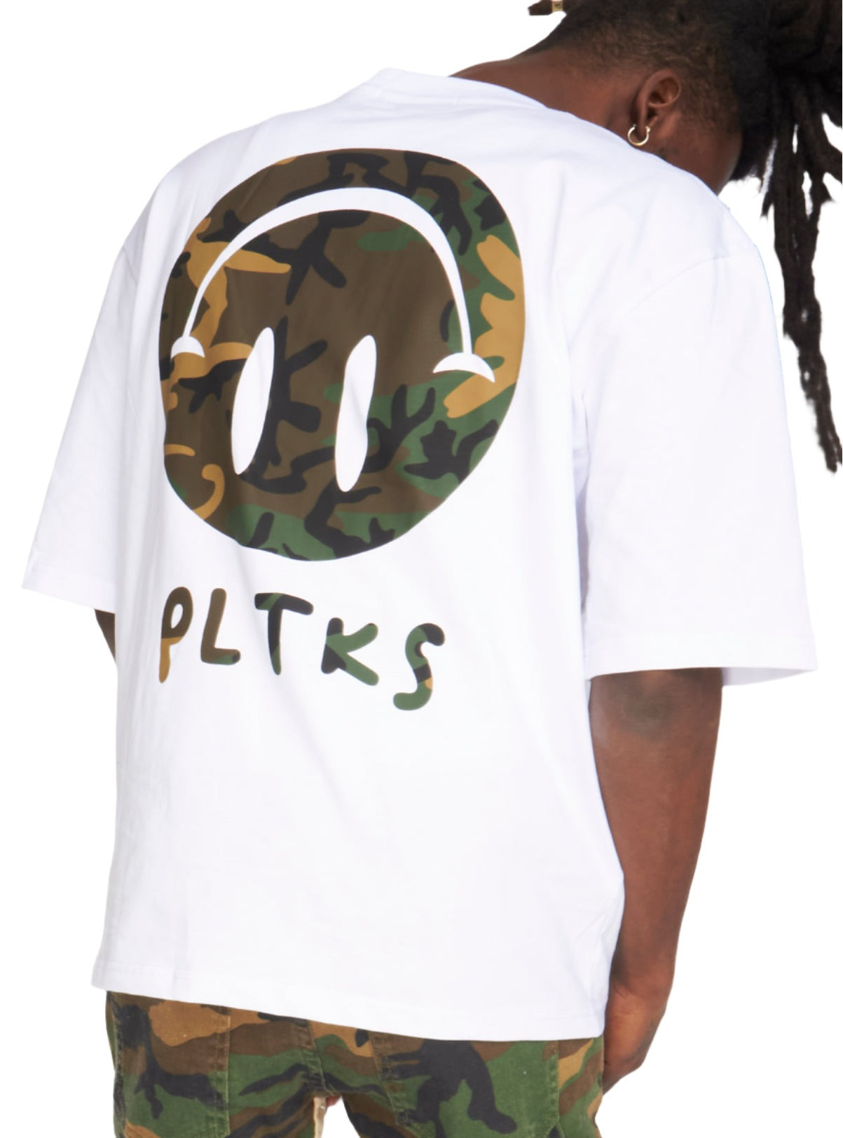 Politics T-Shirt - Oversized - White and Army Camo - Mott105