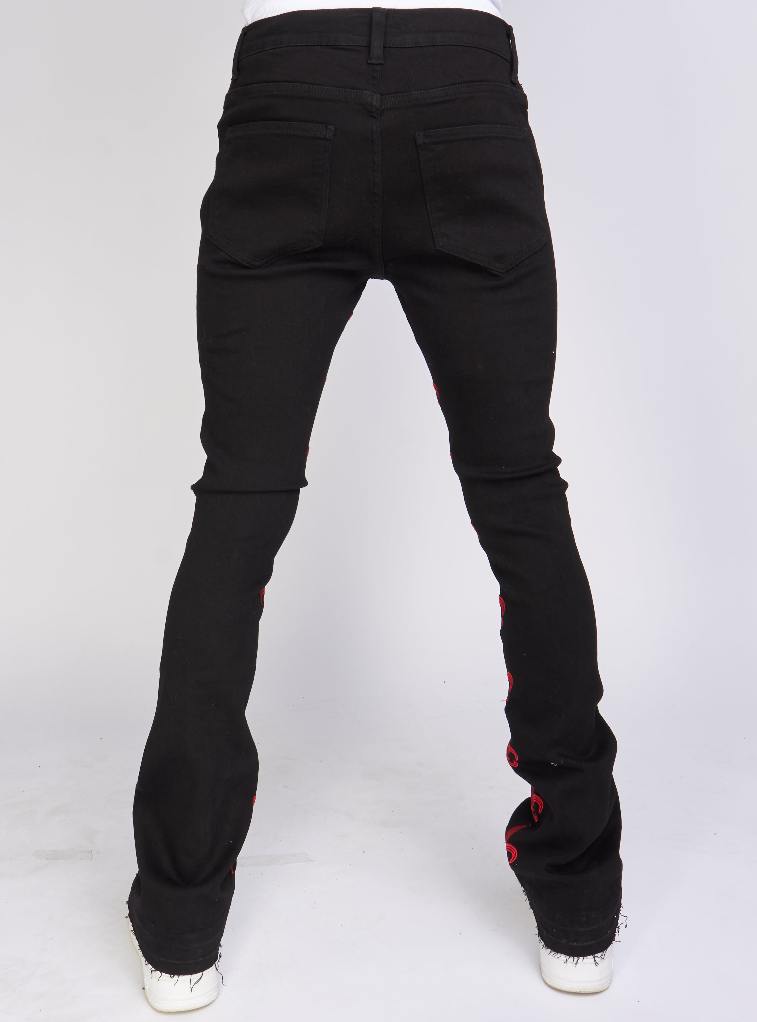 Politics Jeans - Stacked Embroidery - Black and Red - Barkley505
