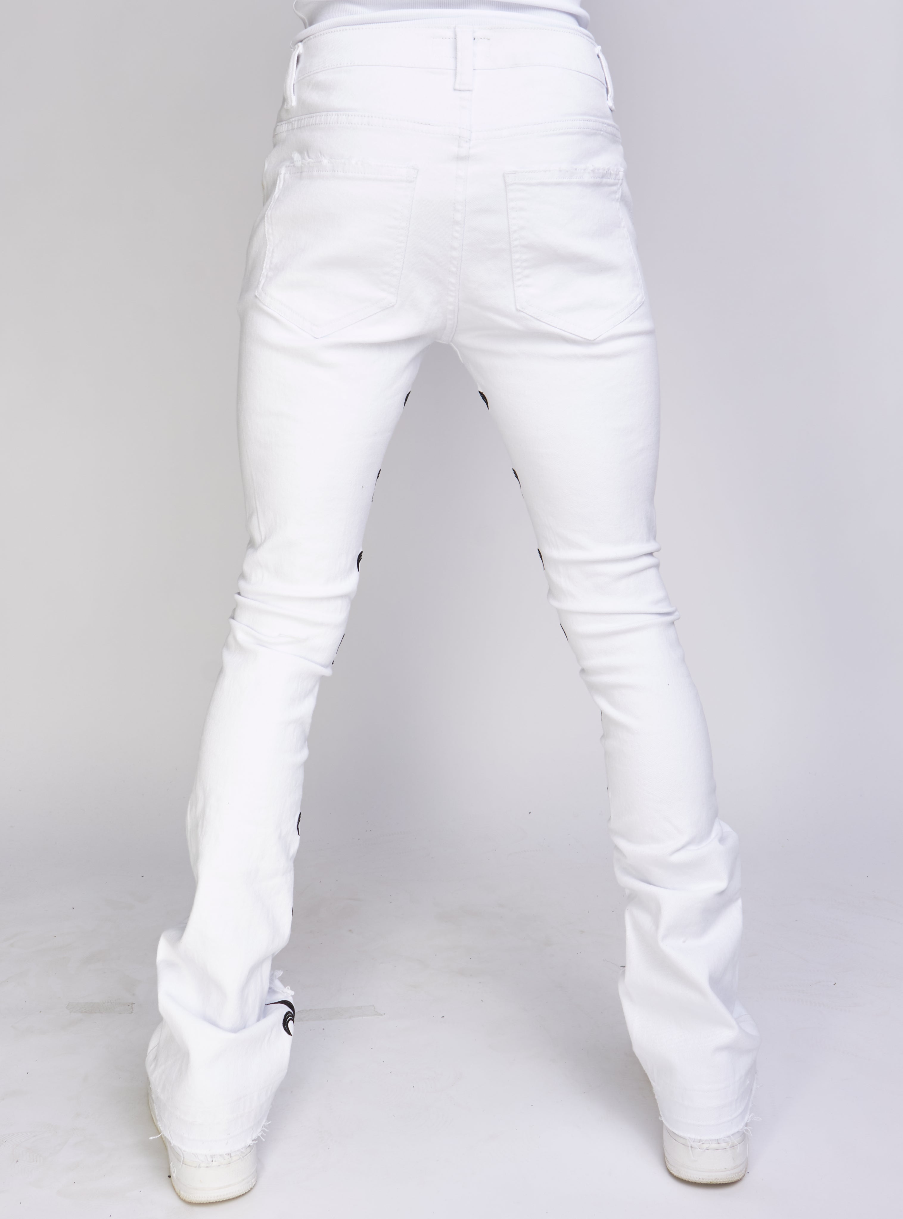 Politics Jeans - Stacked Embroidery - White and Black - Barkley503