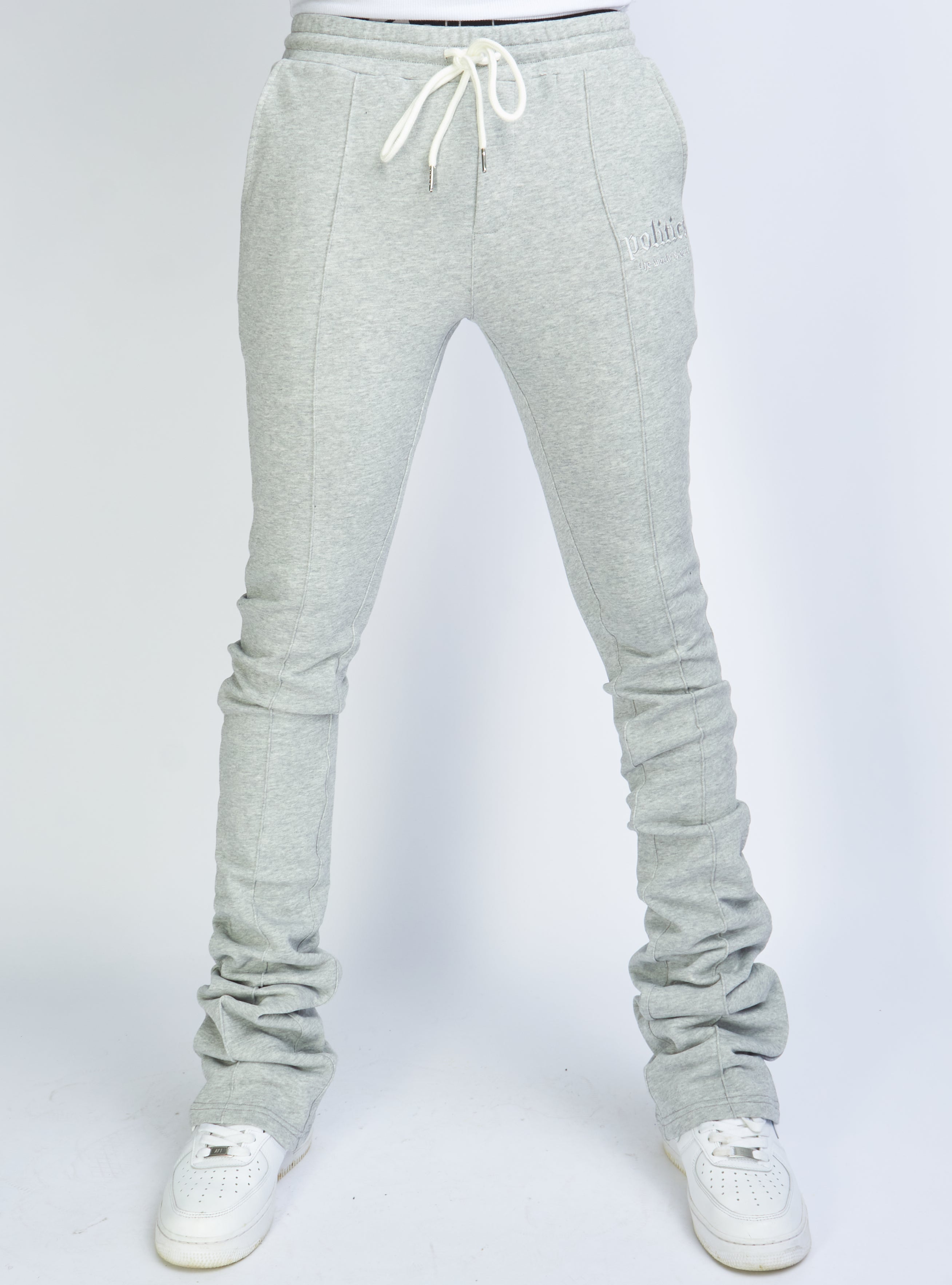 Politics Sweatpants - Super Stacked Sweatpants - Heather Grey - Foster712