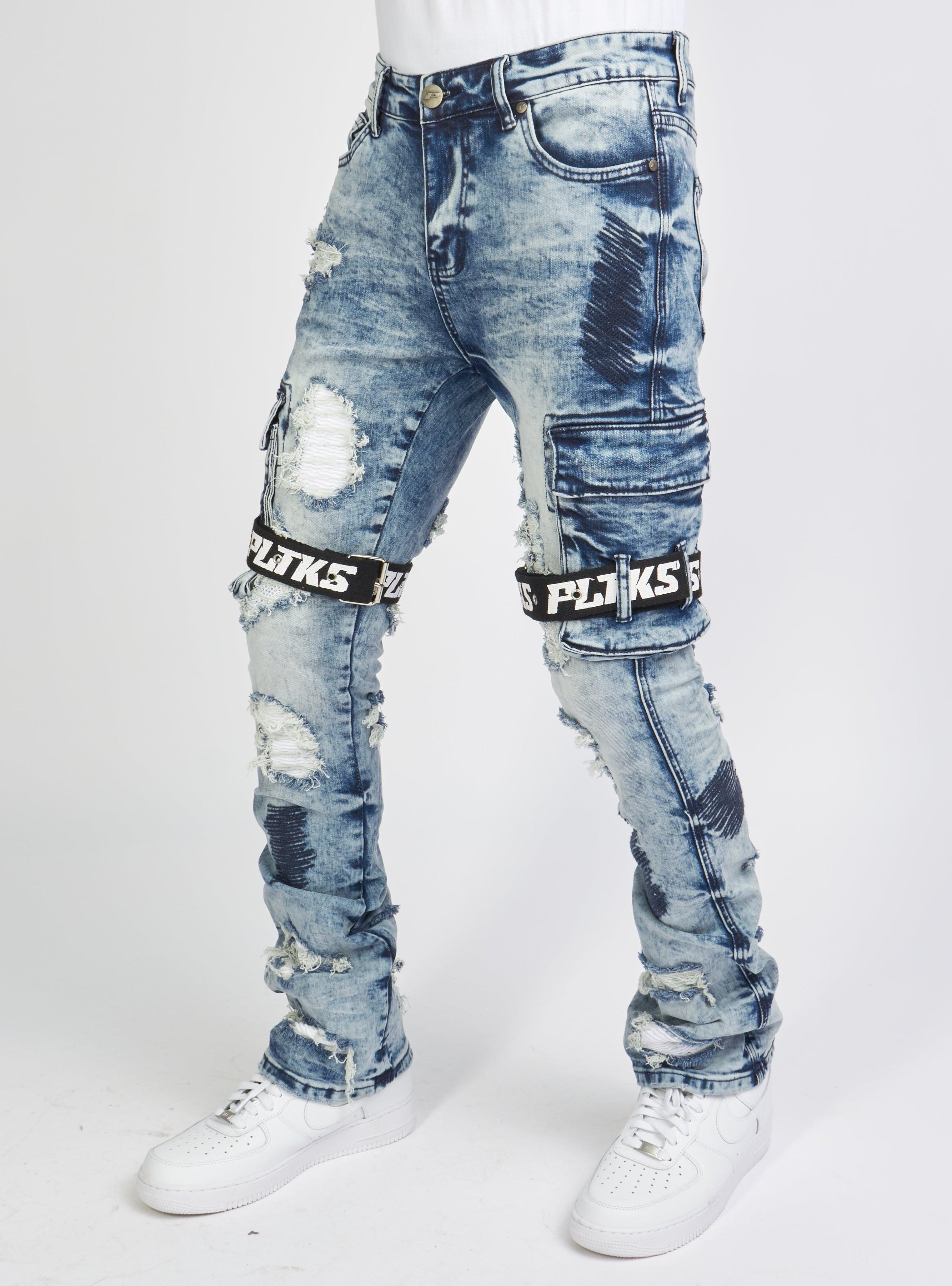 Politics Jeans - Wooden Denim Stacked Flare - Blue Wash - POLDWOODEN103