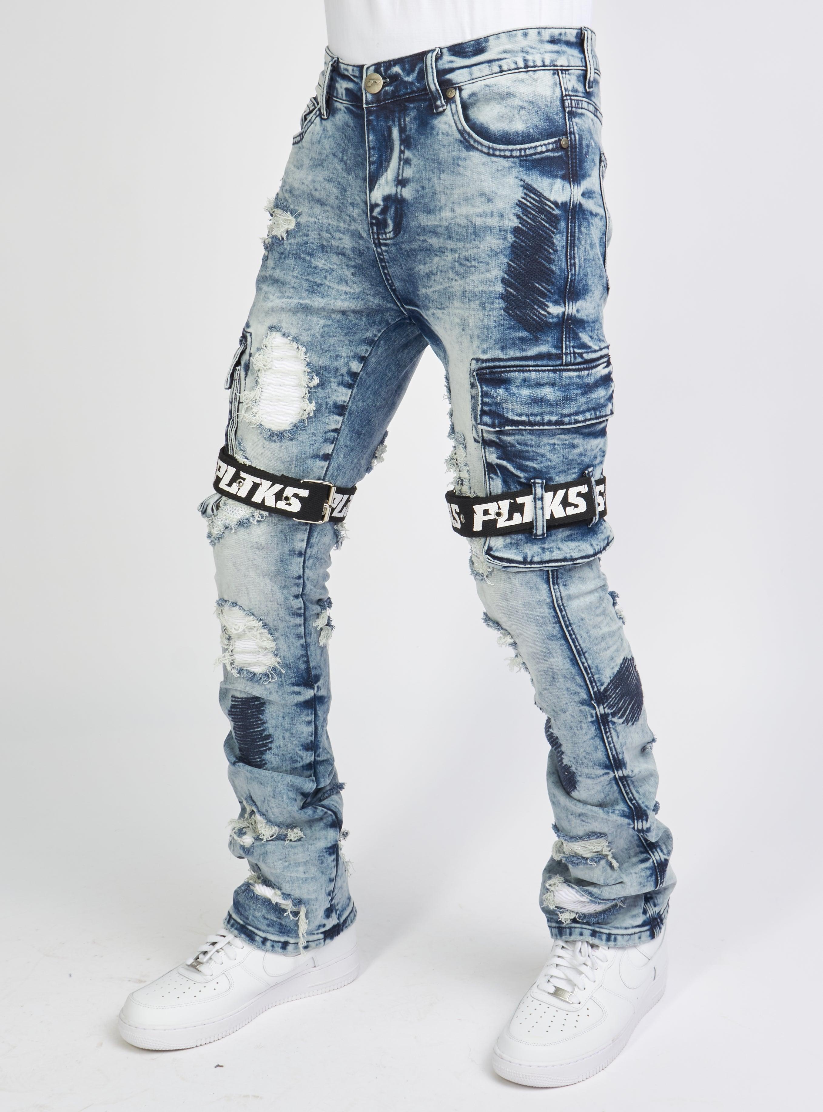 Politics Jeans - Wooden Denim Stacked Flare - Blue Wash - POLDWOODEN103