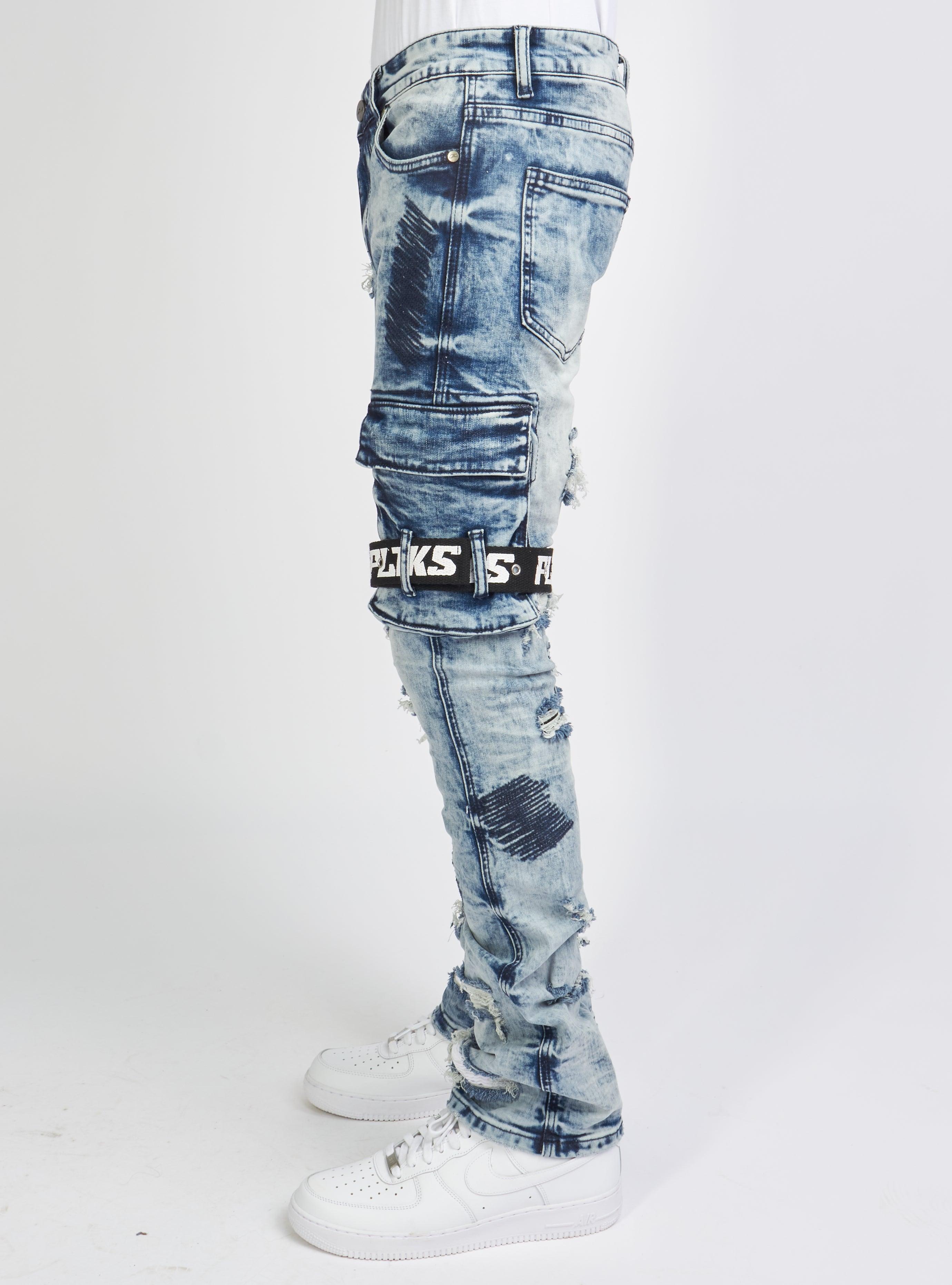 Politics Jeans - Wooden Denim Stacked Flare - Blue Wash - POLDWOODEN103