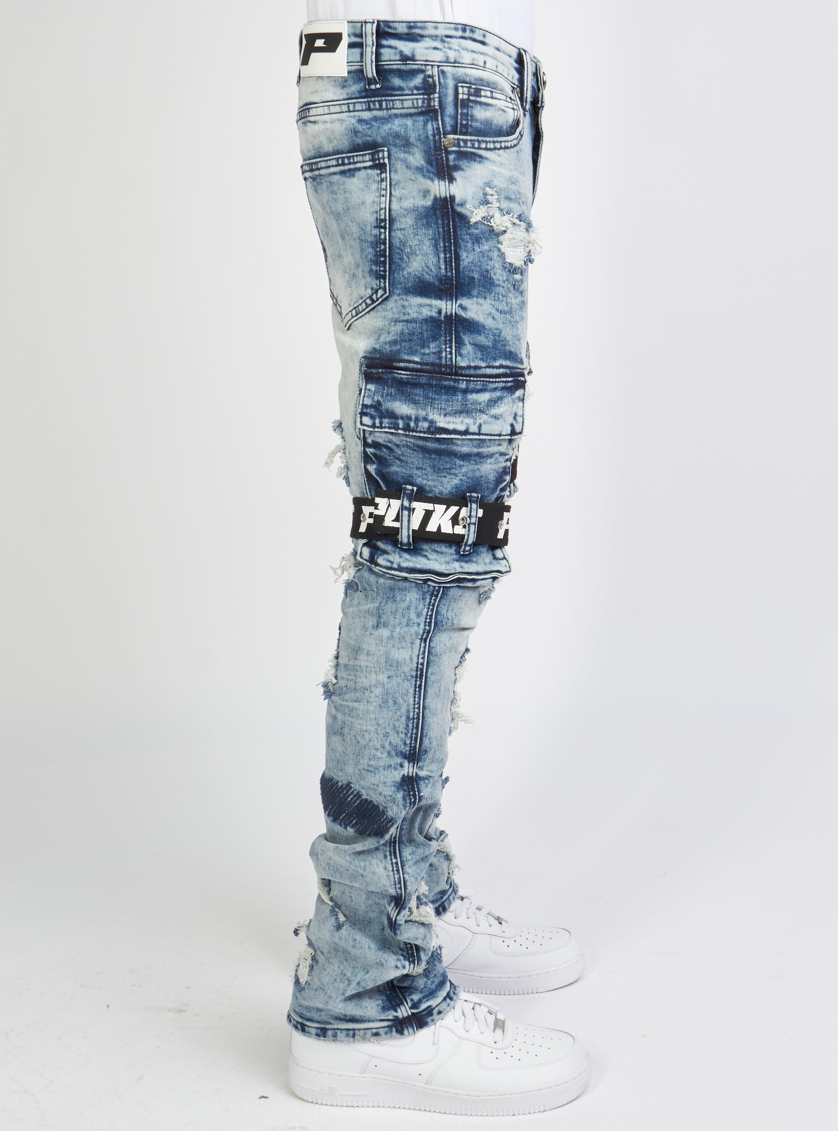 Politics Jeans - Wooden Denim Stacked Flare - Blue Wash - POLDWOODEN103