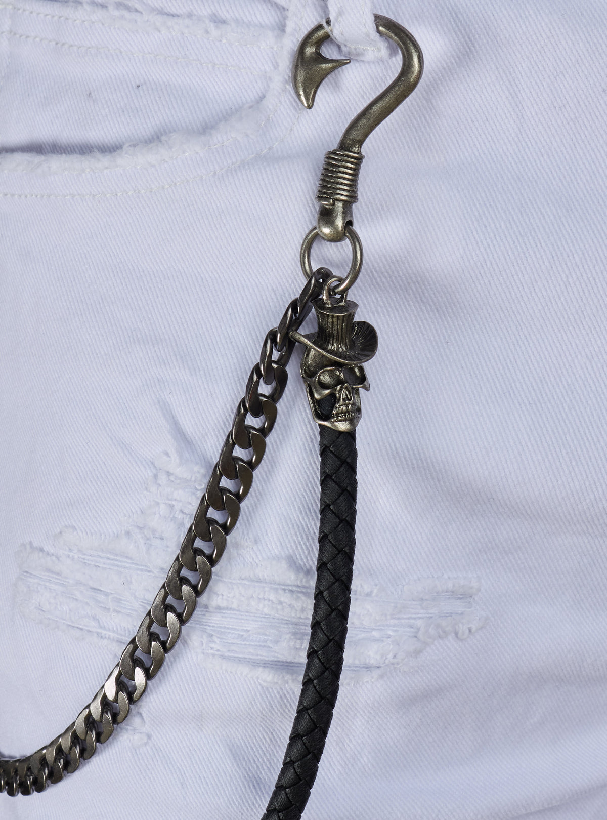 Politics Chain - Braided Skull - Black And Metal - 106
