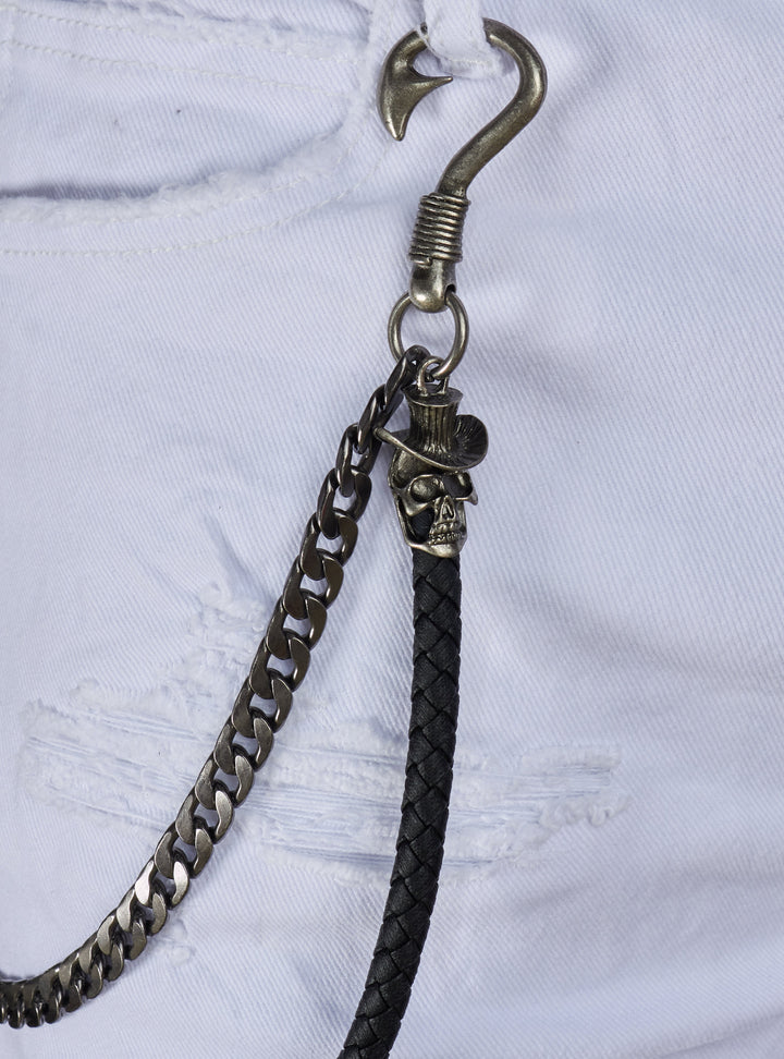 Politics Chain - Braided Skull - Black And Metal - 106