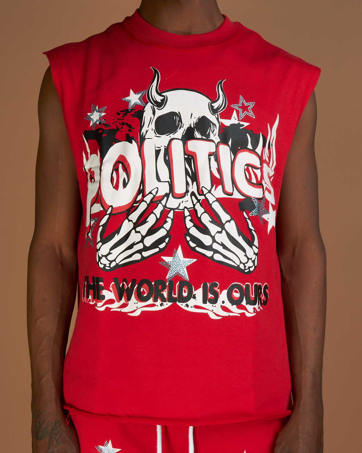 Politics Tank Top - Stockten - Red, White And Black - 093