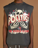 Politics Tank Top - Stockten - Grey, Red And Tan  - 092