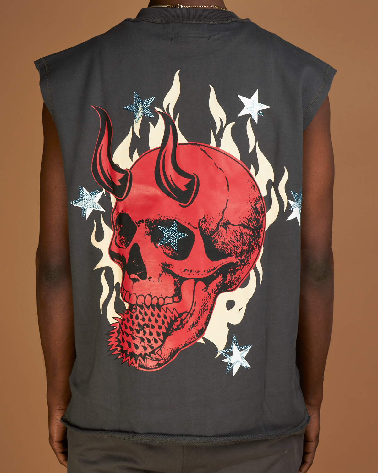 Politics Tank Top - Stockten - Grey, Red And Tan  - 092