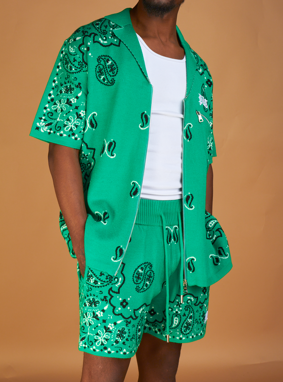 Politics Short Set - Paisley - Green - 644