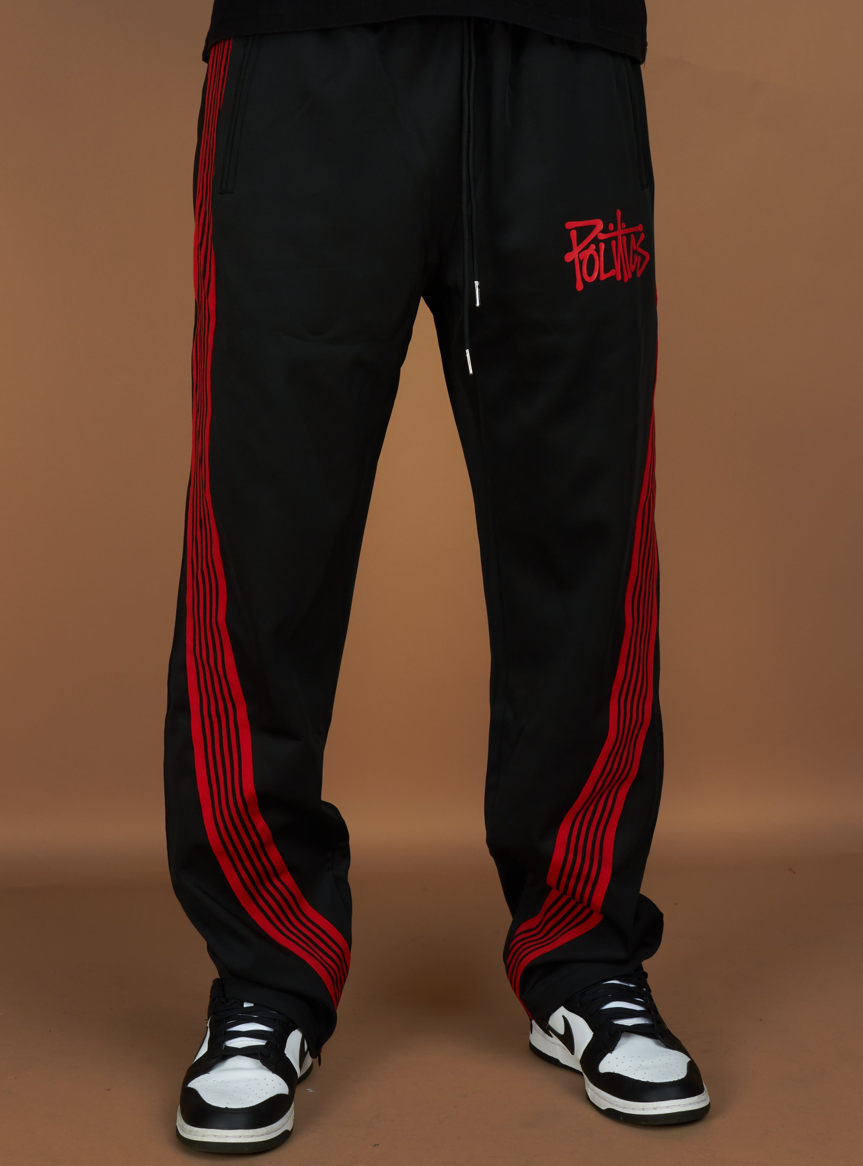 Politics Track Pants - Wisp - Black and Red - 201