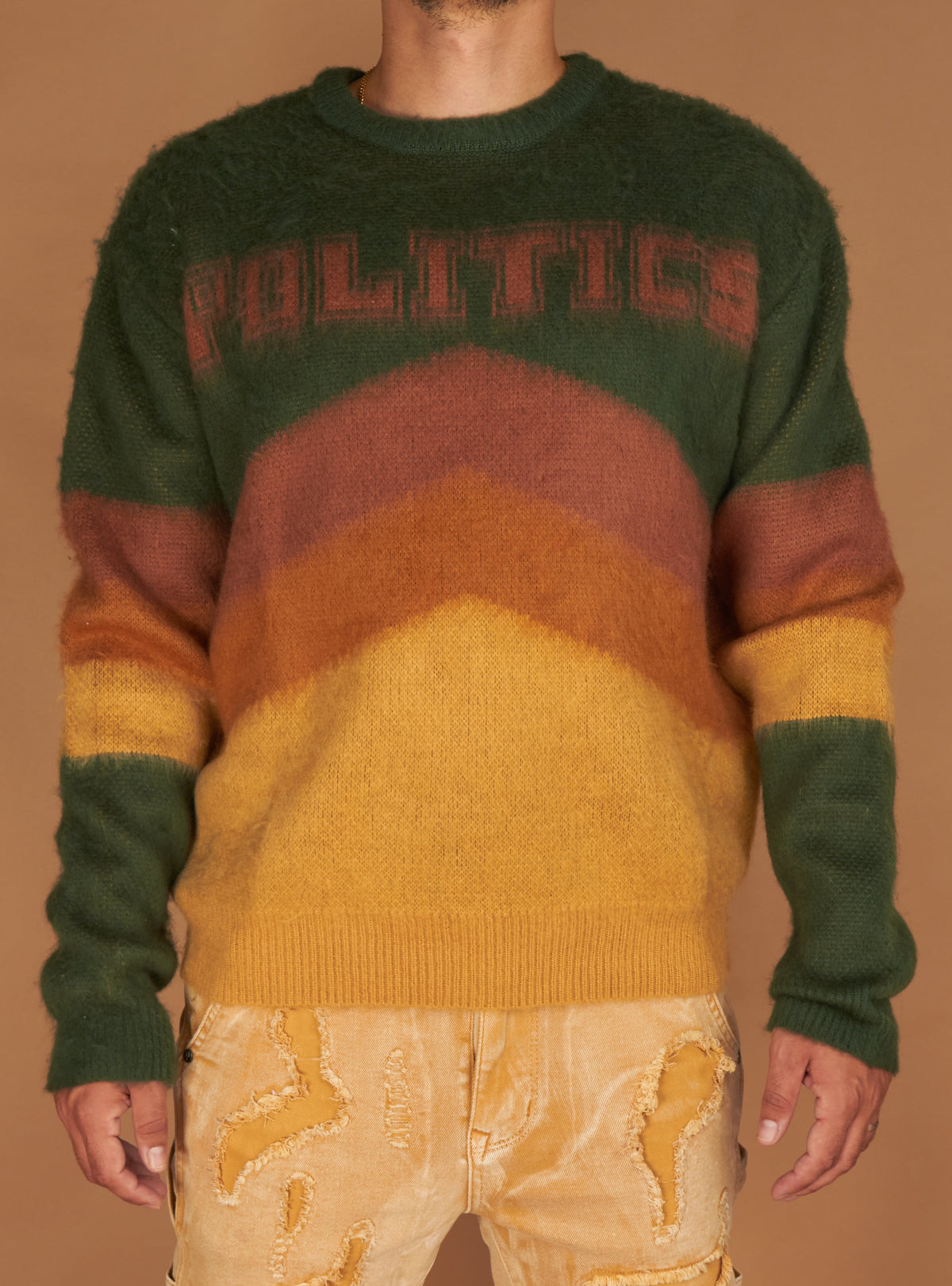 Politics Sweater - Babe - Green and Brown - 501