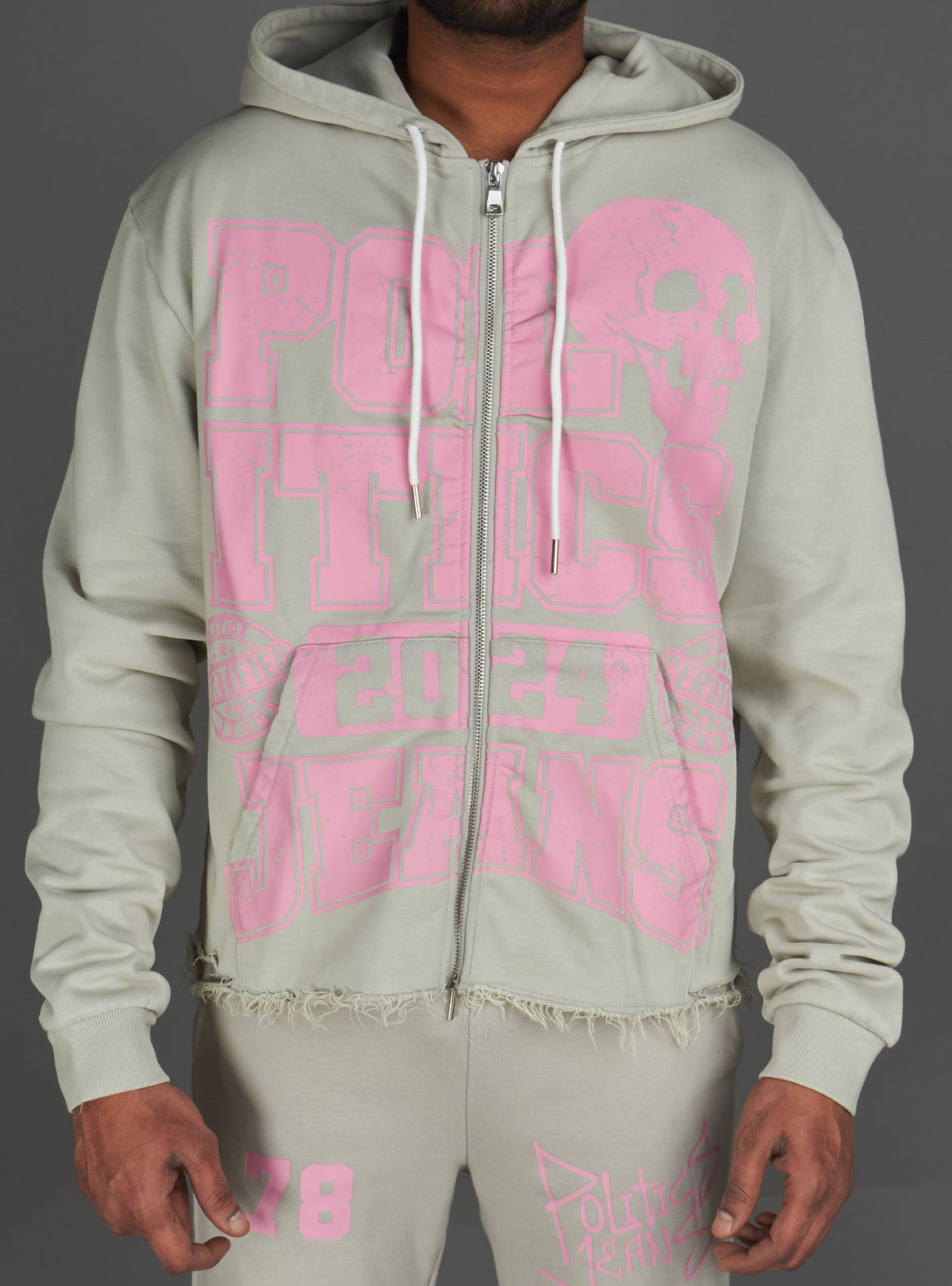 Politics Hoodie - Ruth - Grey Wash - 021