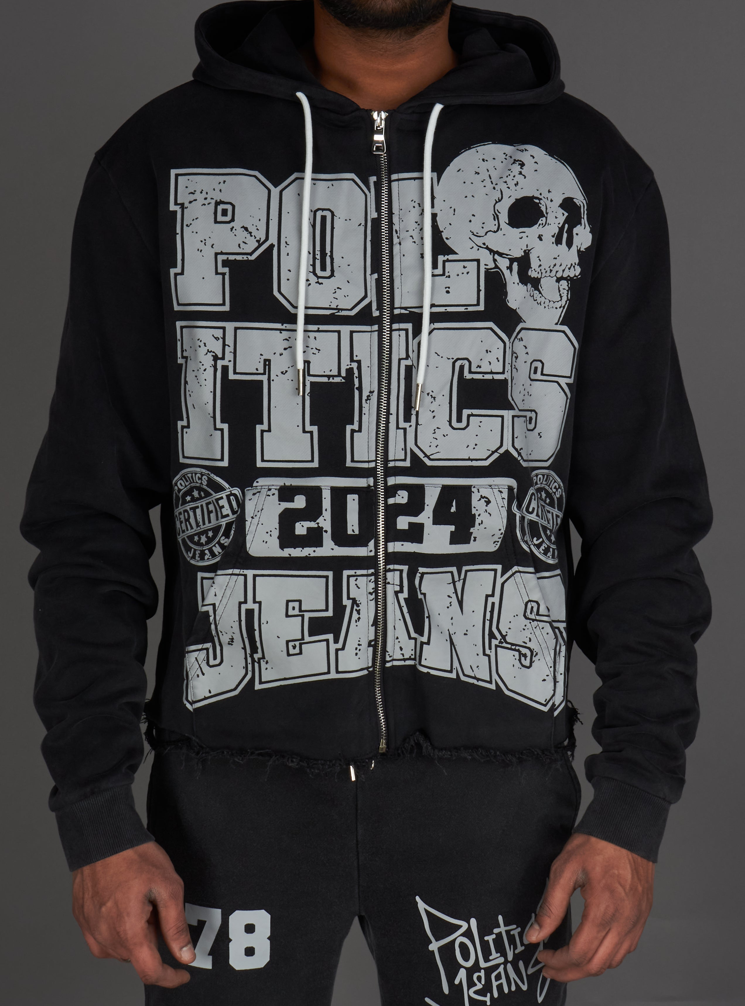 Politics Hoodie - Ruth - Grey Wash - 110