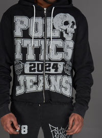 Politics Hoodie - Ruth - Grey Wash - 110
