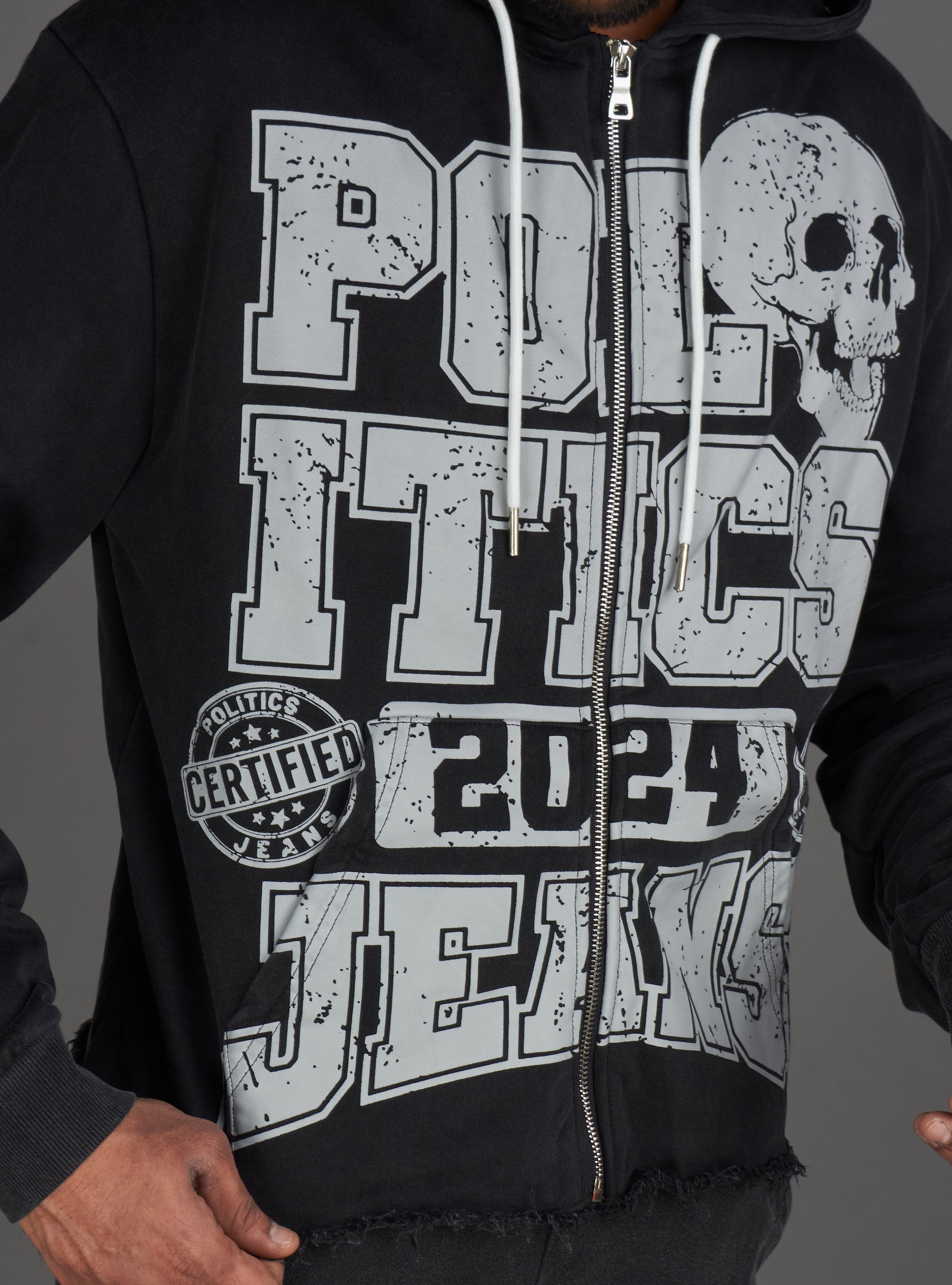 Politics Hoodie - Ruth - Grey Wash - 110