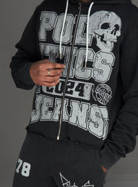 Politics Hoodie - Ruth - Grey Wash - 110