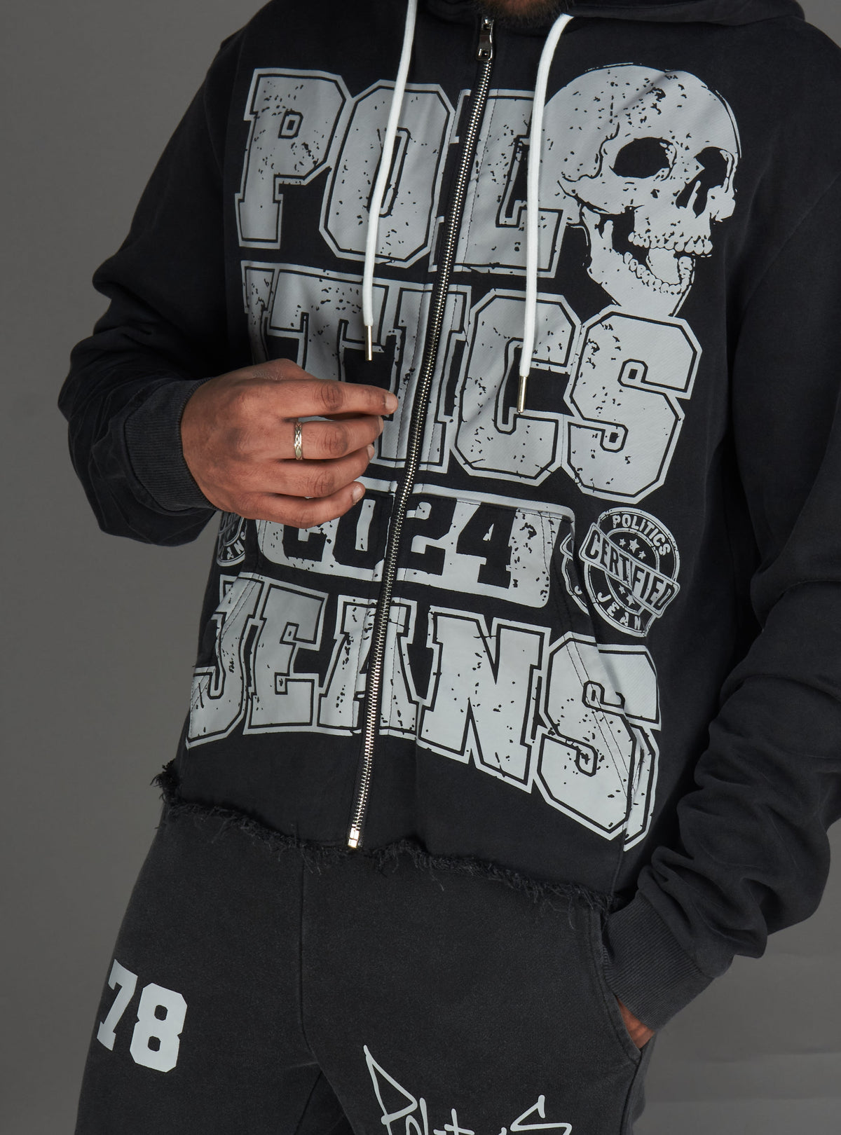 Politics Hoodie - Ruth - Grey Wash - 110