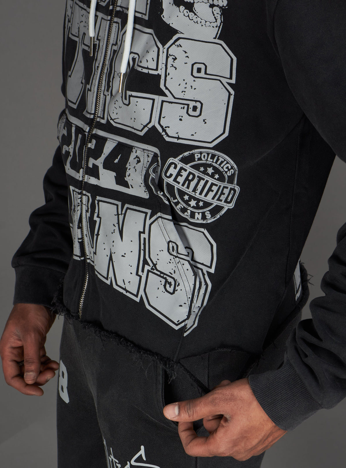 Politics Hoodie - Ruth - Grey Wash - 110