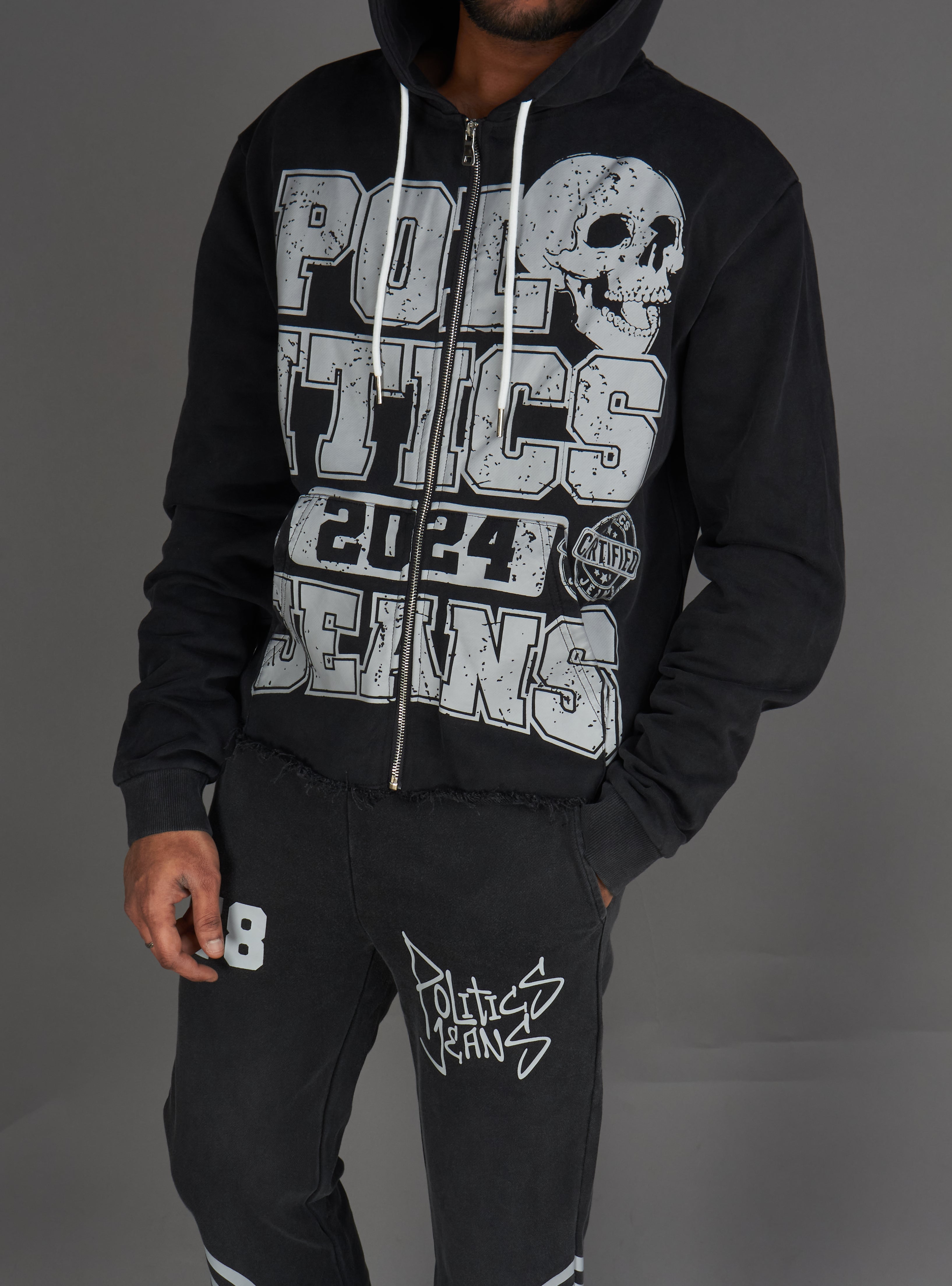 Politics Hoodie - Ruth - Grey Wash - 110